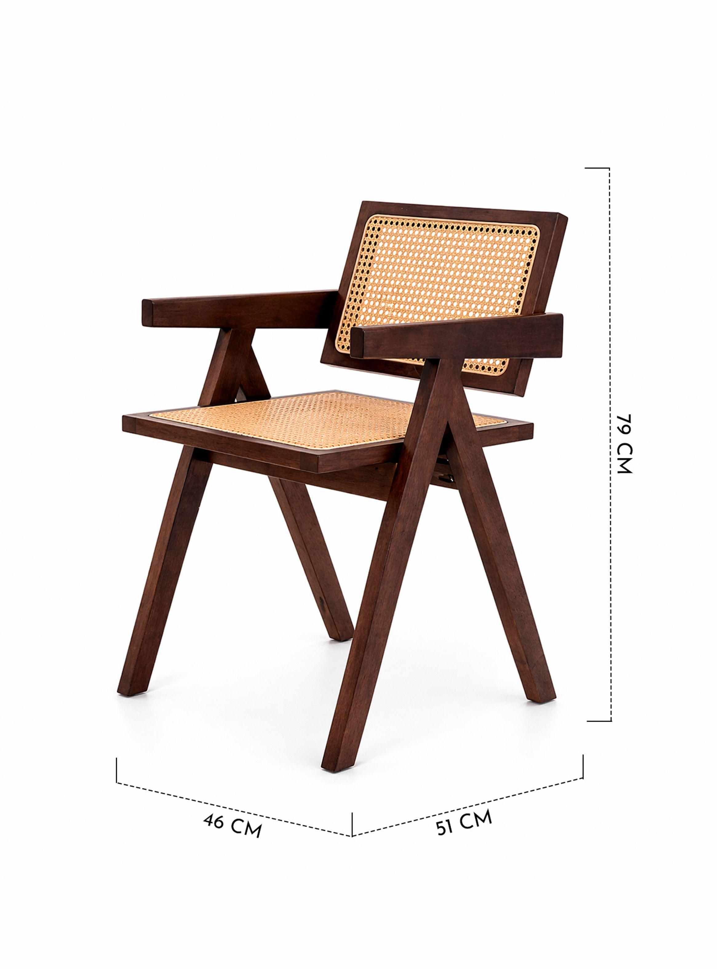 Pack 2 Sillas Sitial Chandigarh Madera Ratán Café-2