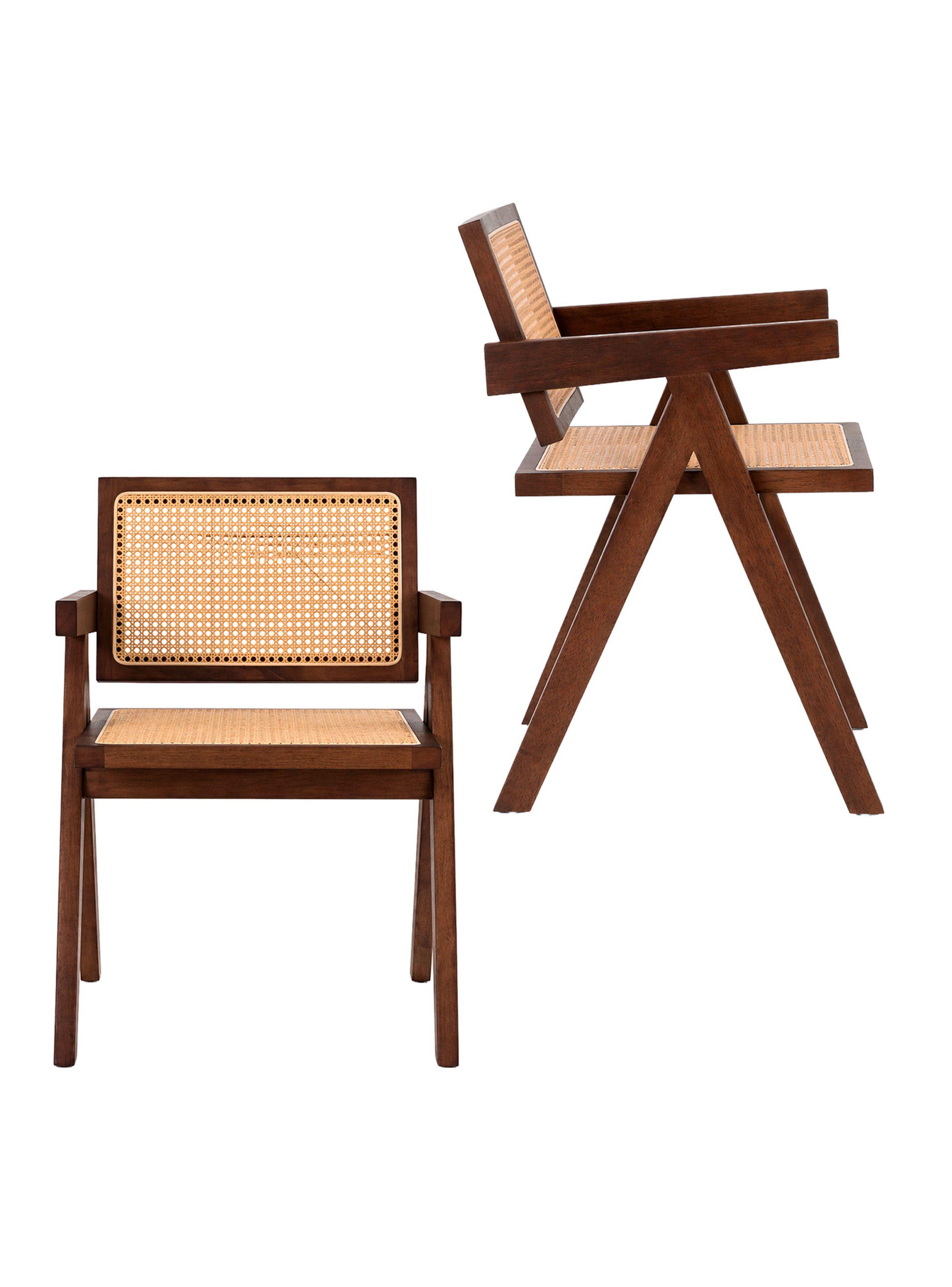 Pack 2 Sillas Sitial Chandigarh Madera Ratán Café-3