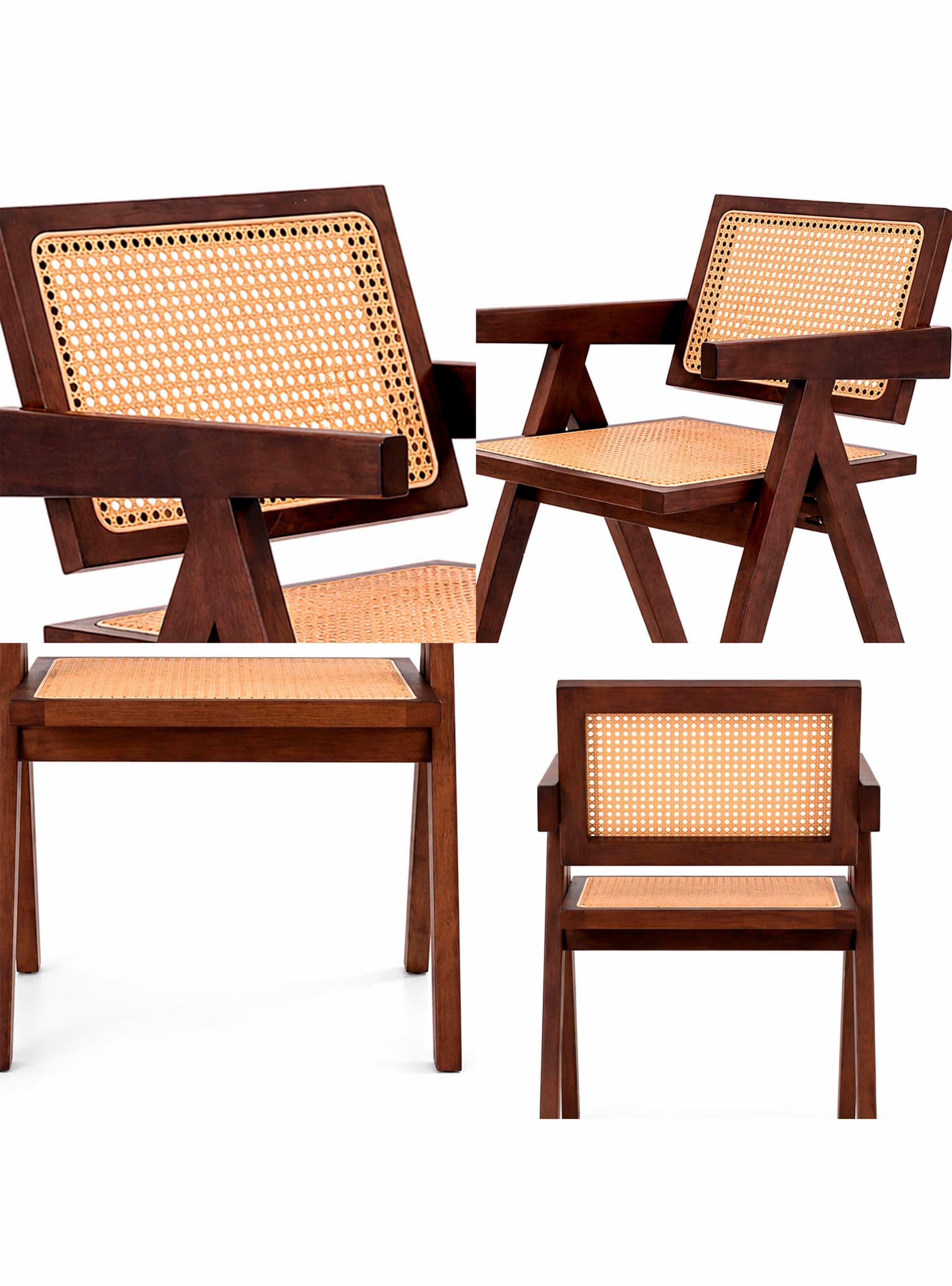 Pack 2 Sillas Sitial Chandigarh Madera Ratán Café-4