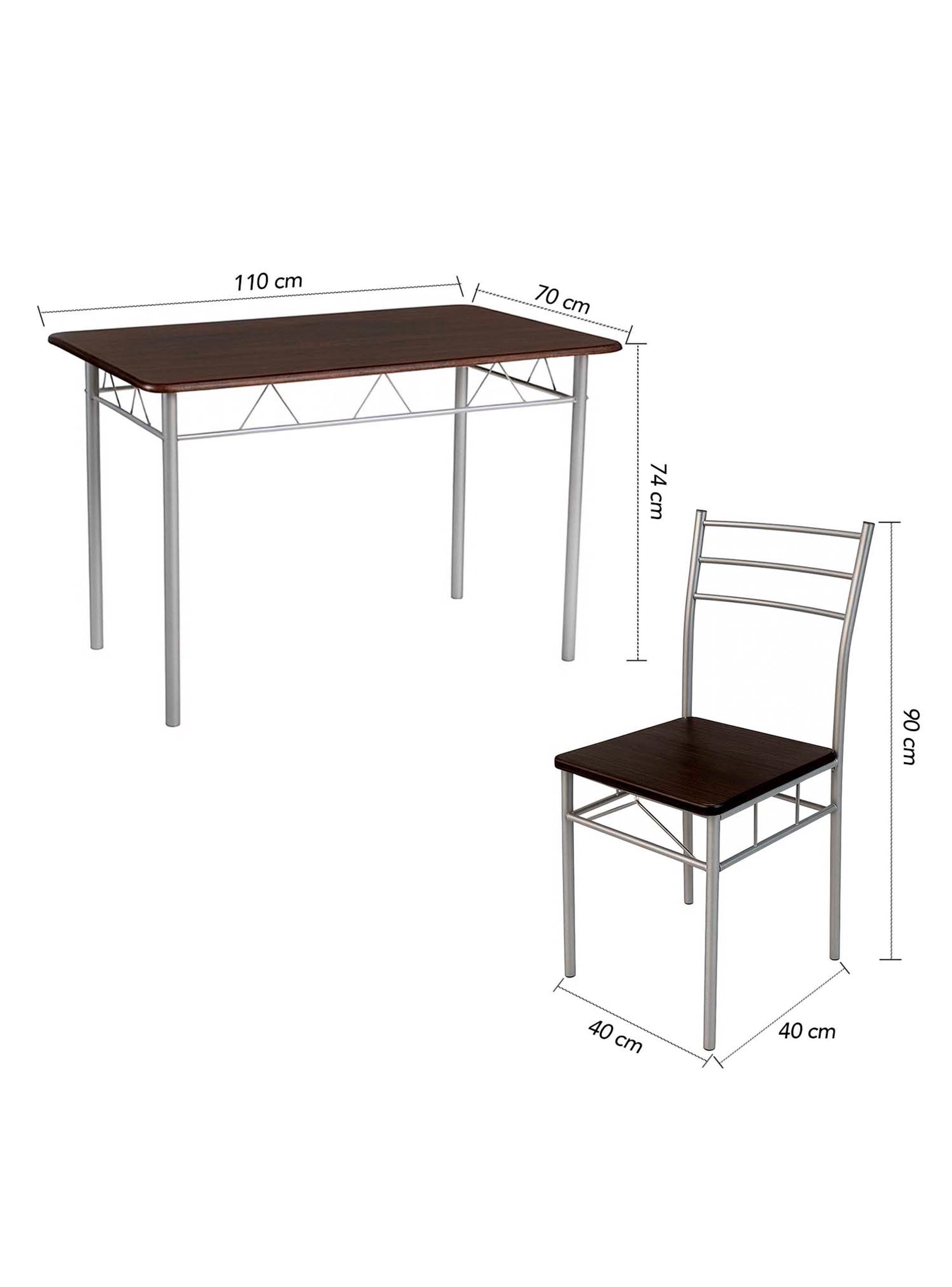 Juego de comedor 4P Verona Silver 74x70x110 cm-2