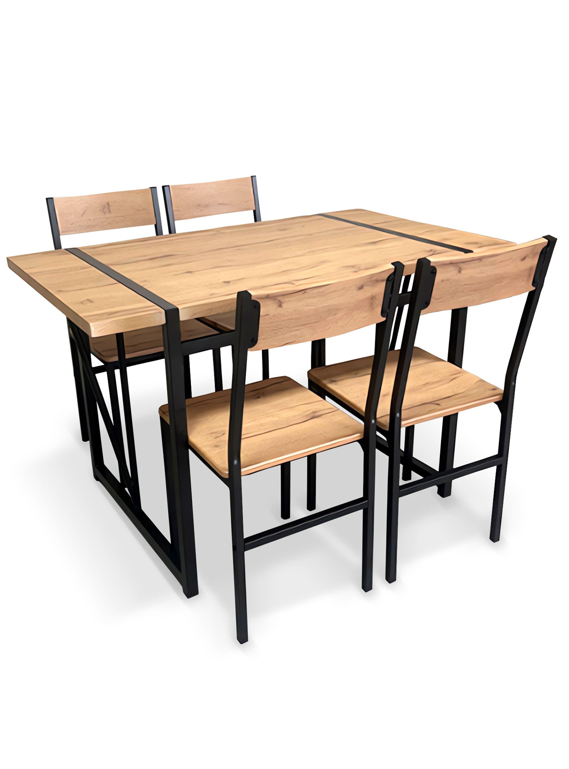 Comedor Mesa 75x70x120 4 Sillas Metal-Madera-0