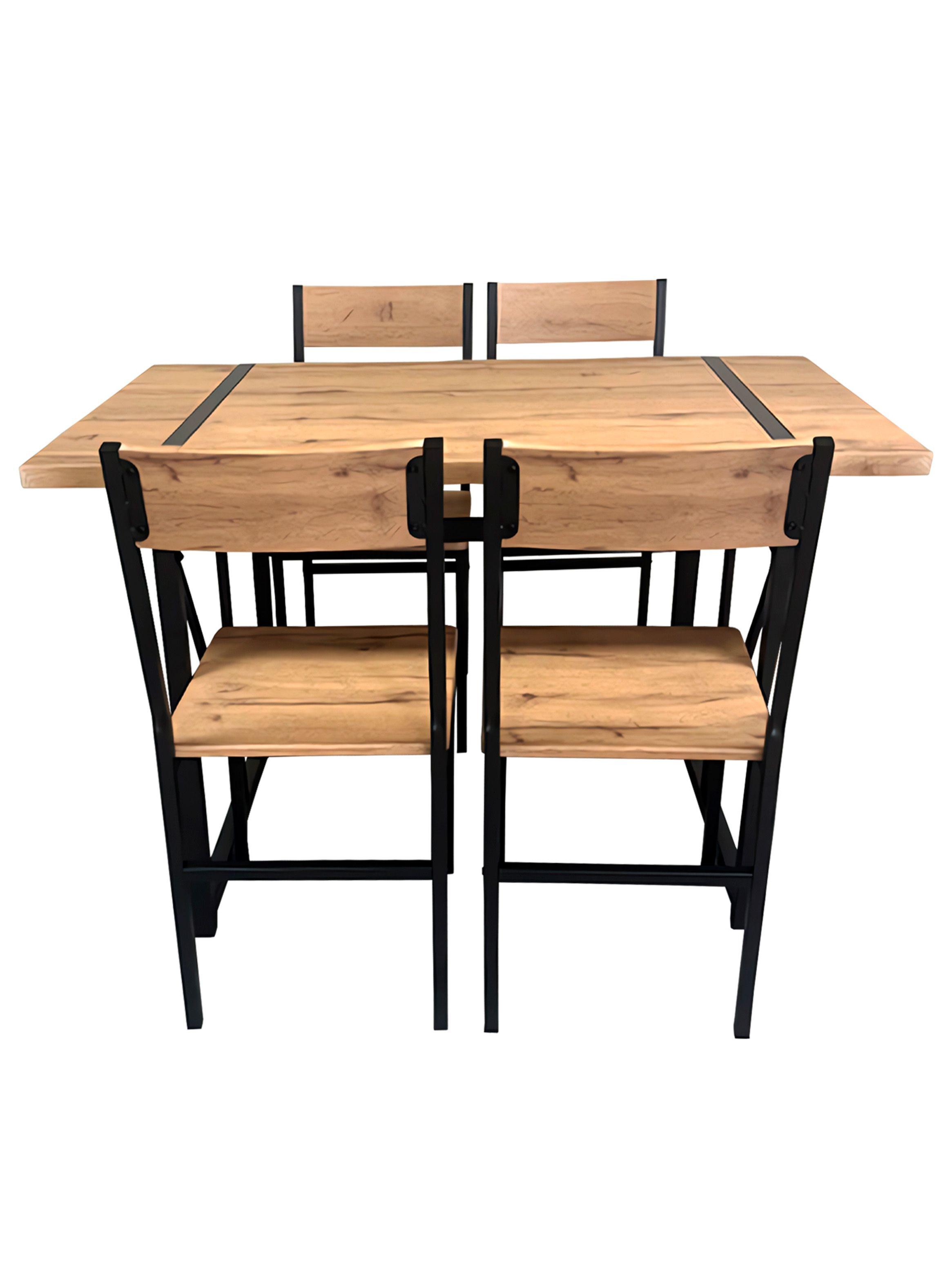 Comedor Mesa 75x70x120 4 Sillas Metal-Madera-3