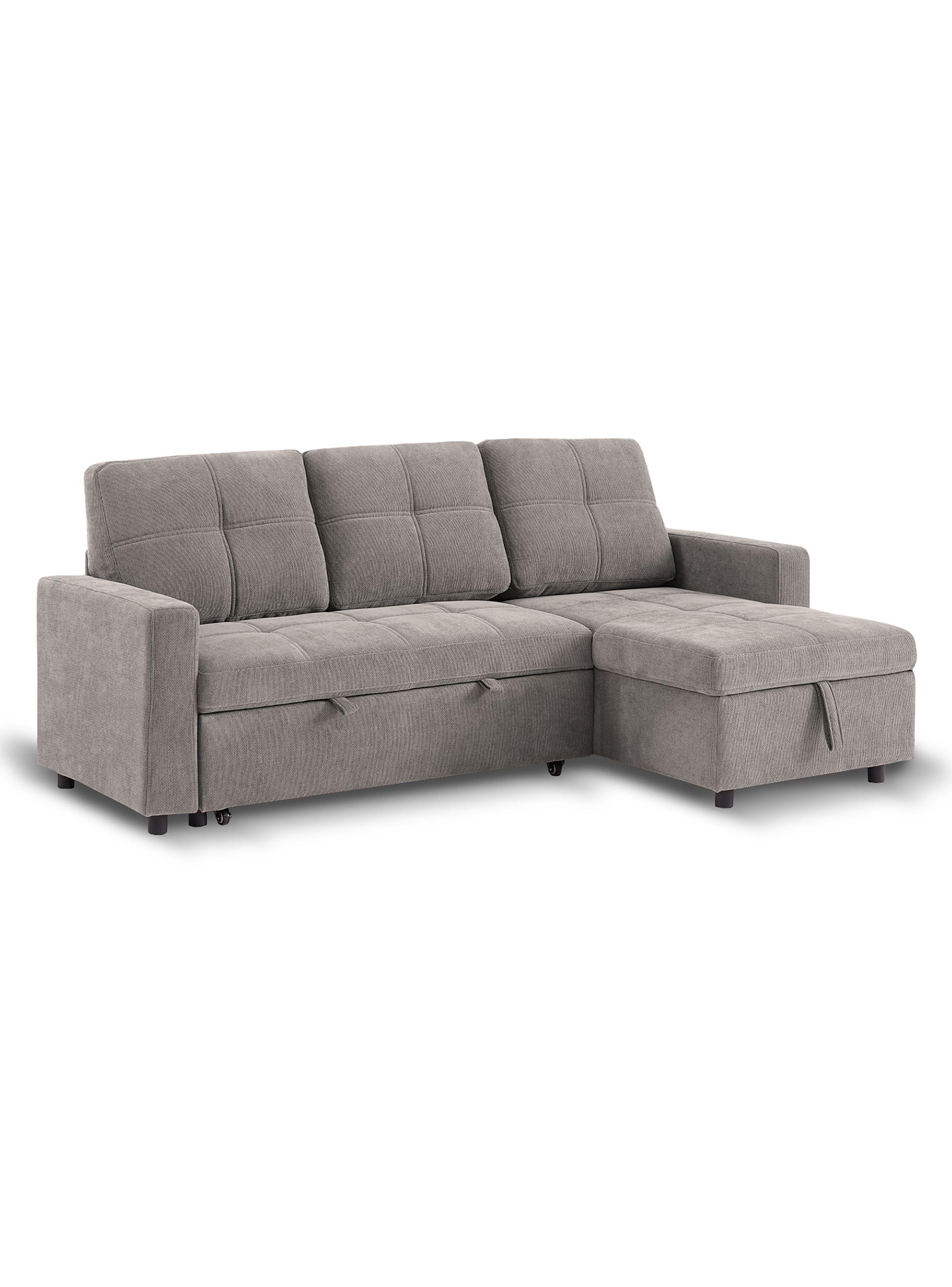 Sofá Cama 3 Cuerpos Gris 216x106x91cm Almacenaje-0
