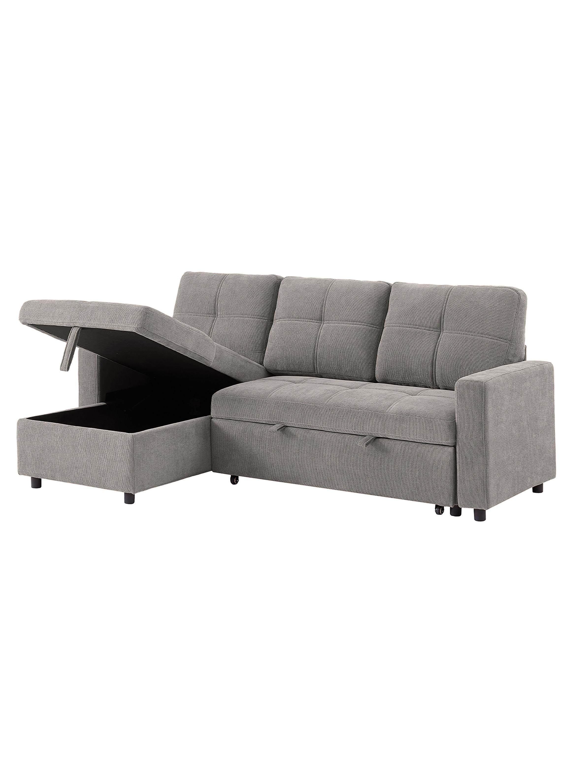 Sofá Cama 3 Cuerpos Gris 216x106x91cm Almacenaje-3