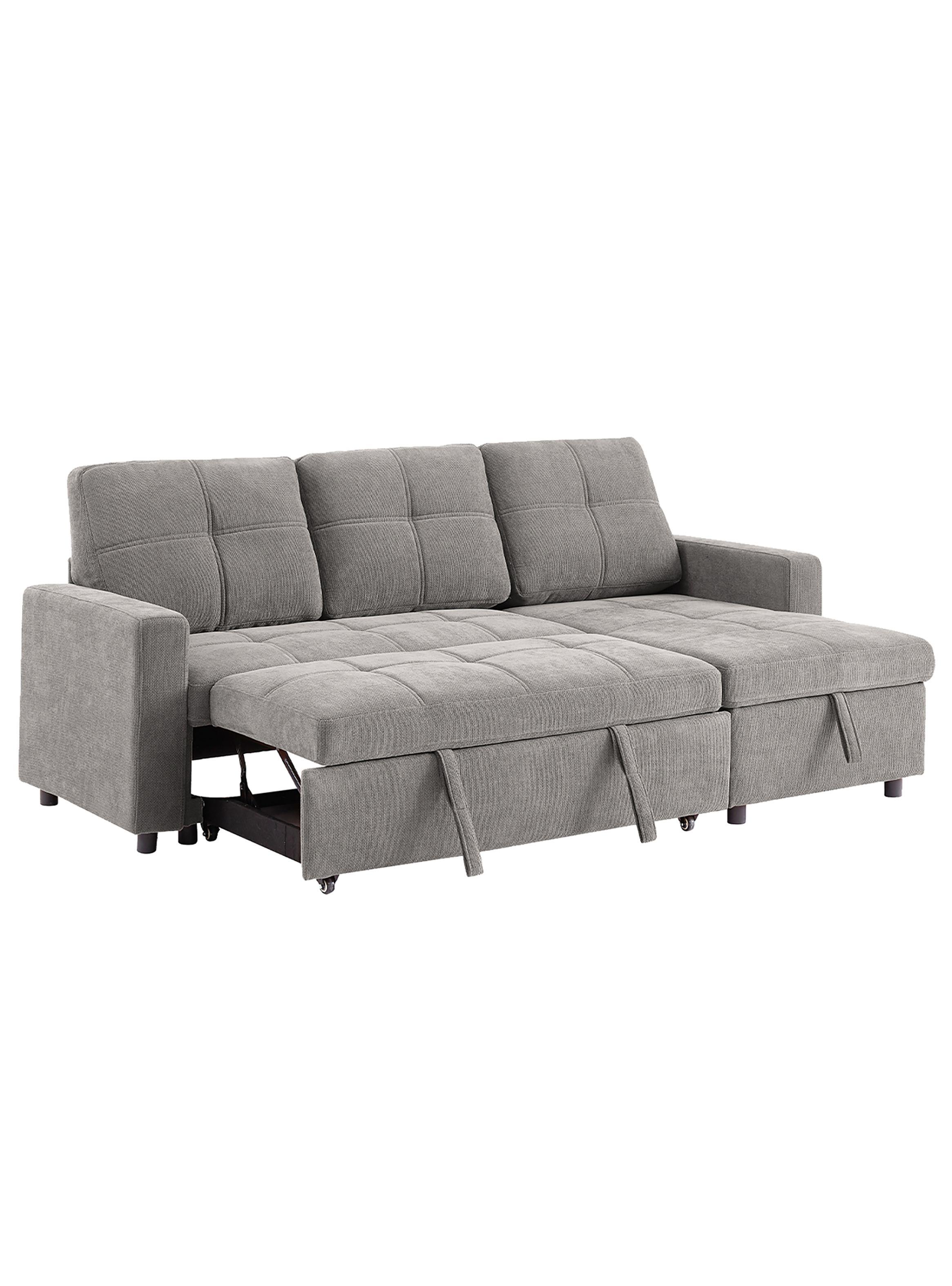 Sofá Cama 3 Cuerpos Gris 216x106x91cm Almacenaje-4