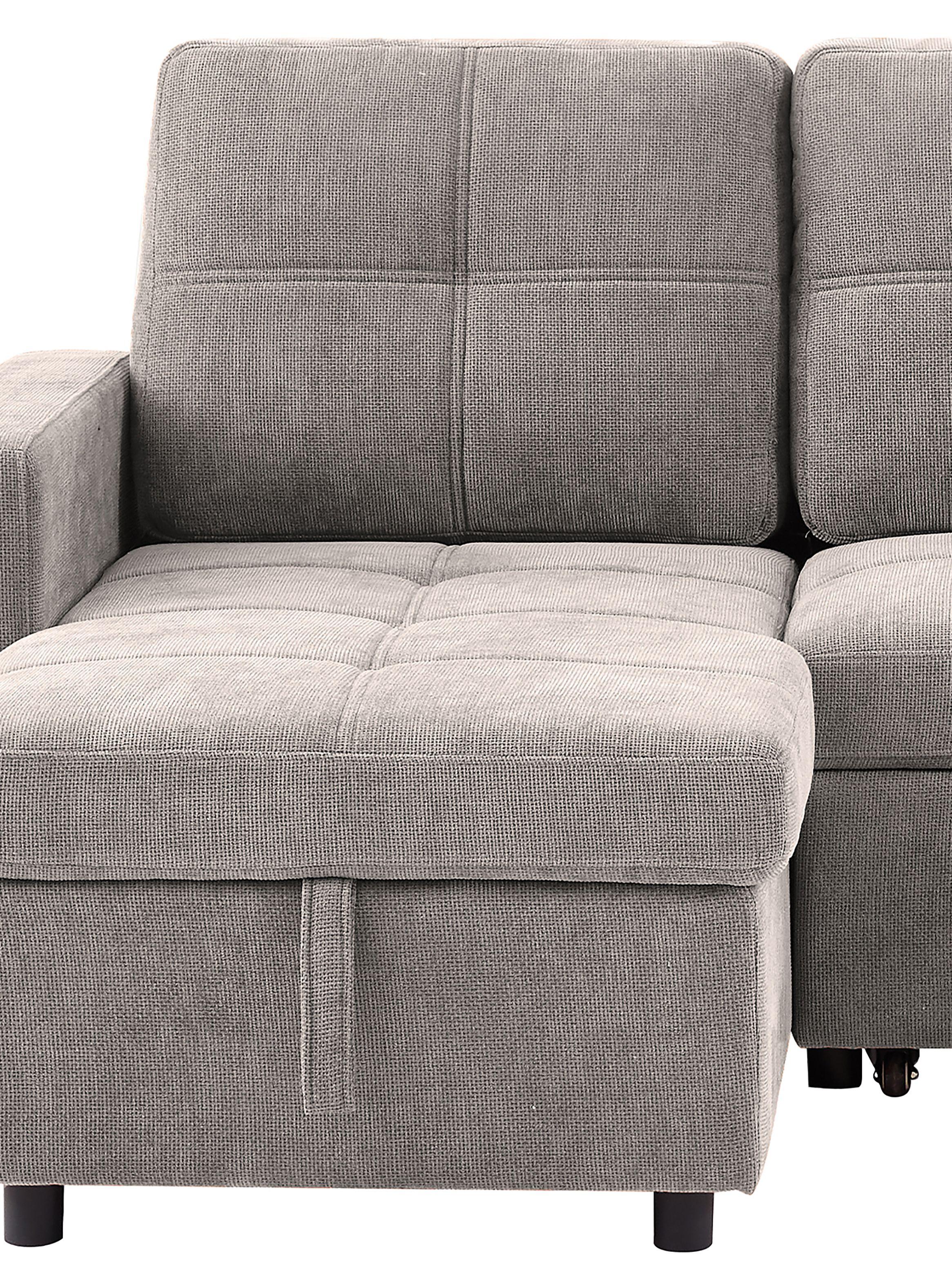 Sofá Cama 3 Cuerpos Gris 216x106x91cm Almacenaje-5