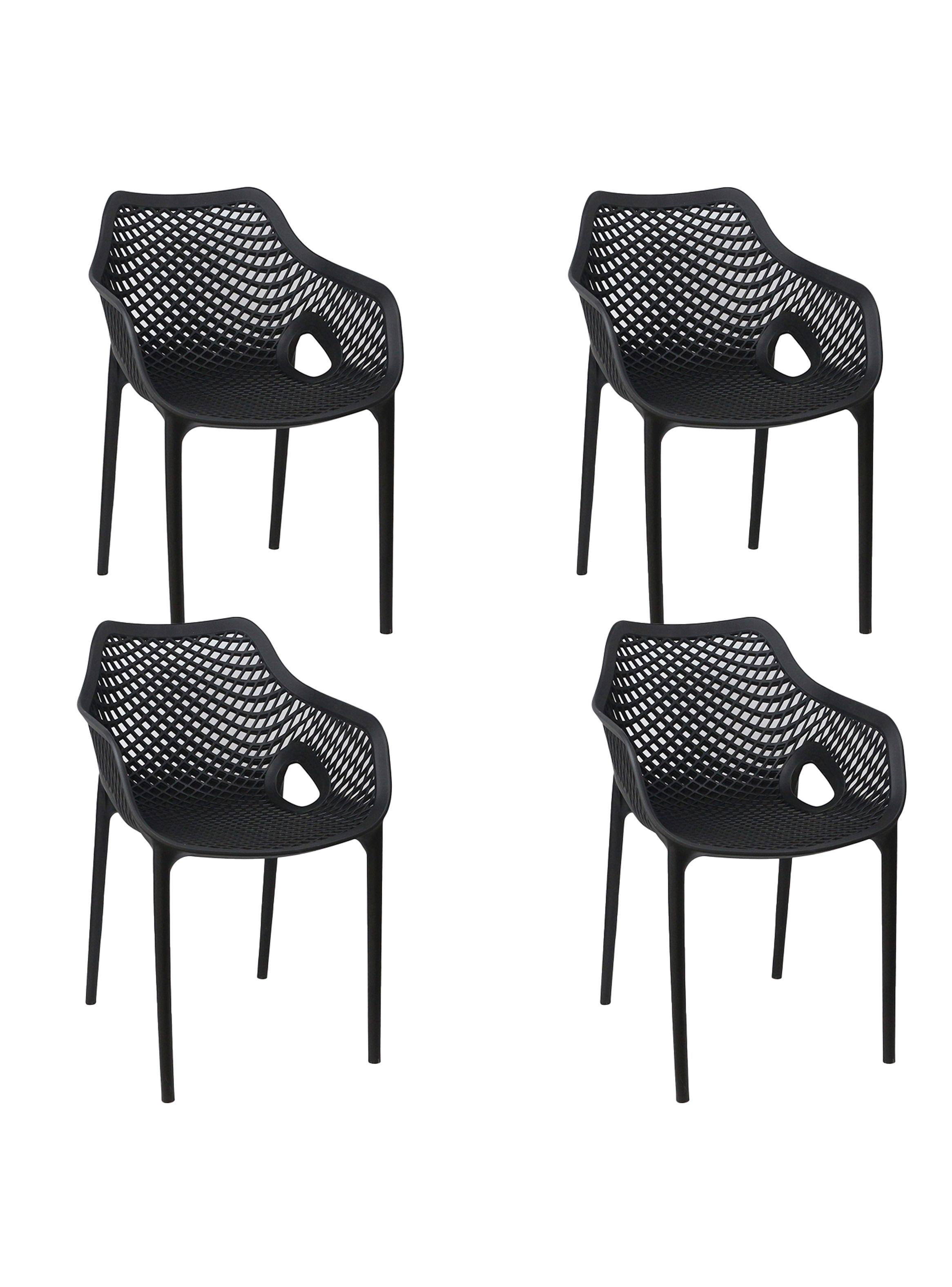 Set 4 Sillas Terraza Plástica Qatar Negra-0
