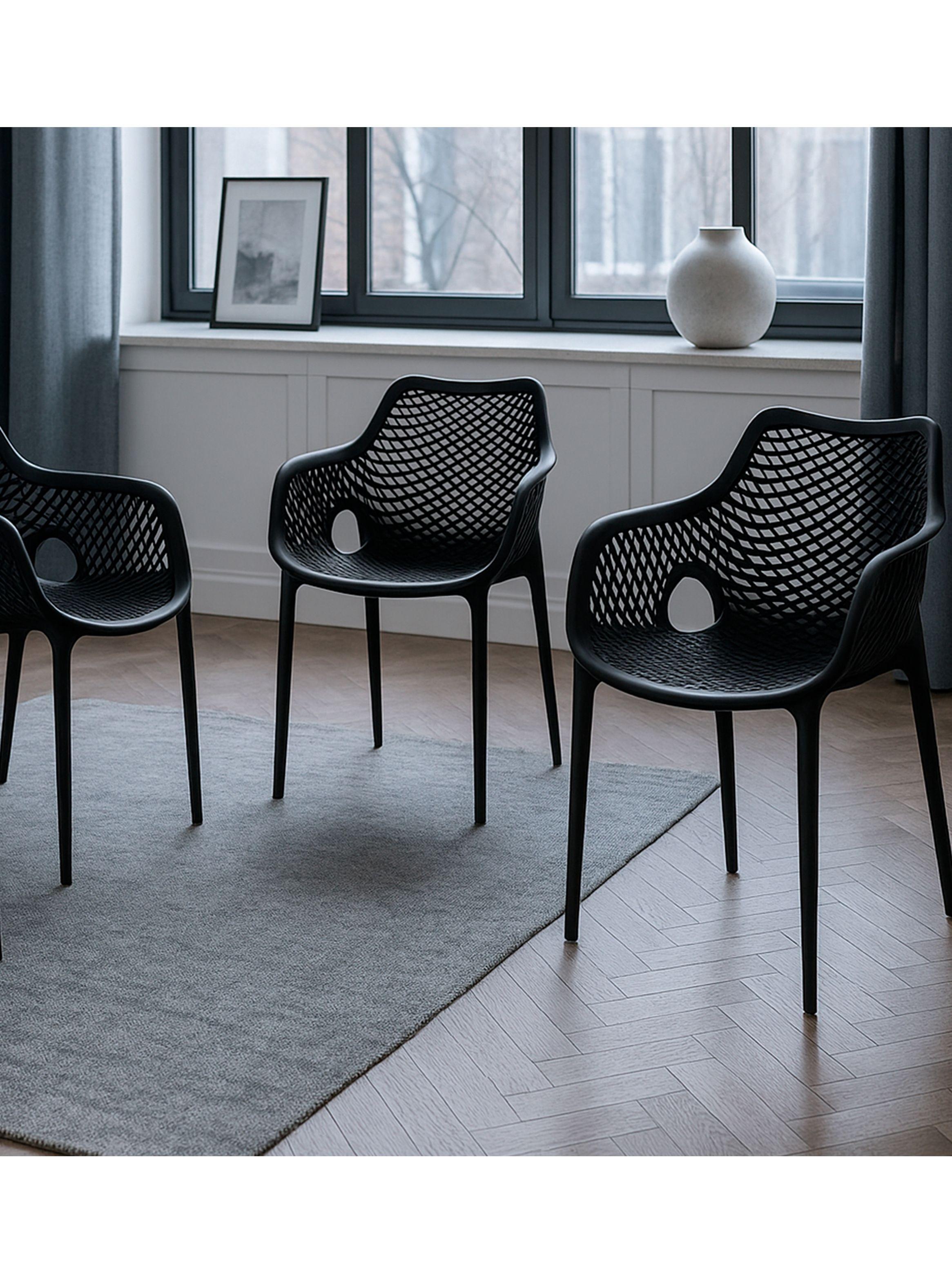 Set 4 Sillas Terraza Plástica Qatar Negra-1