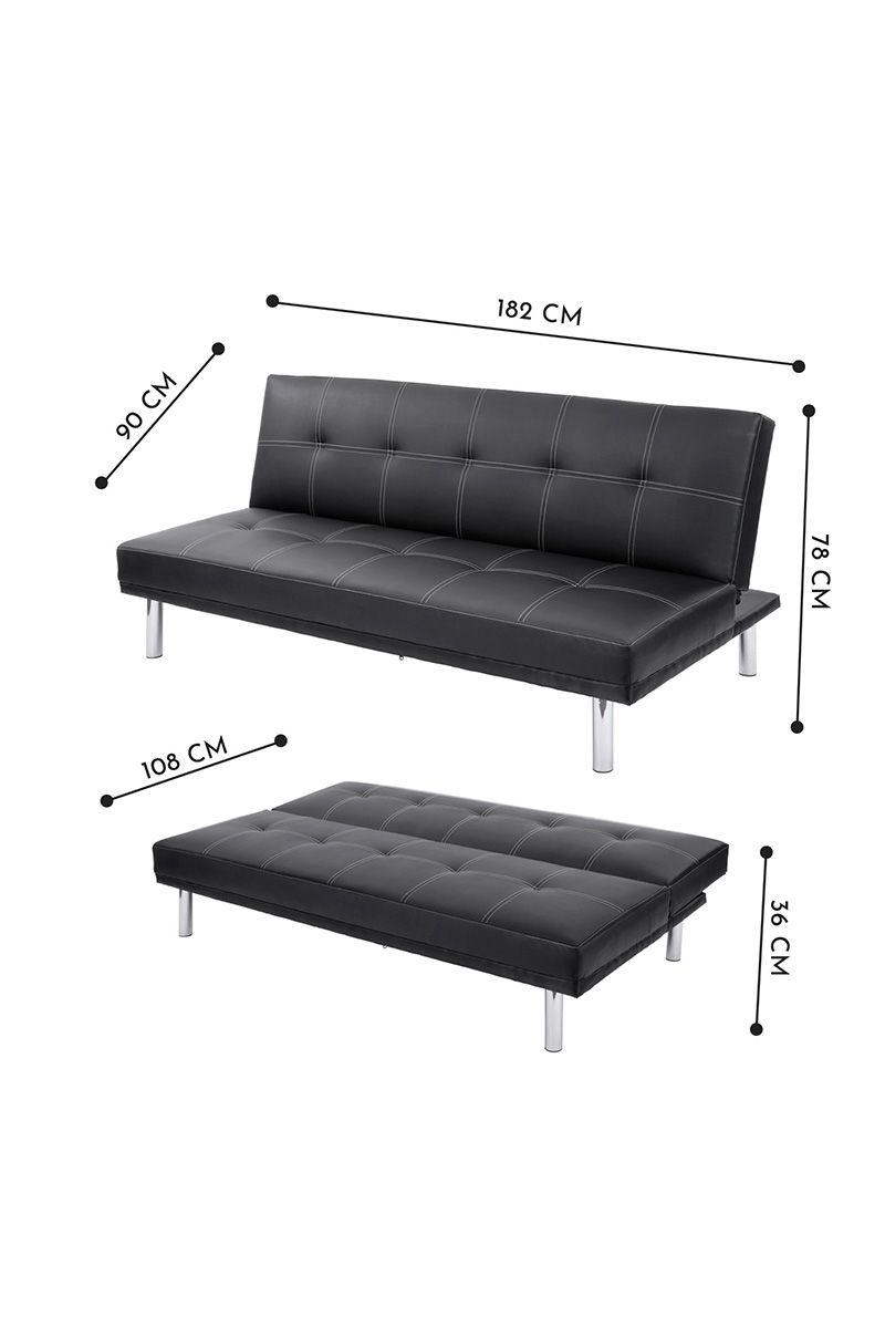 Futón Sofá 78x182x90 cm Negro-2