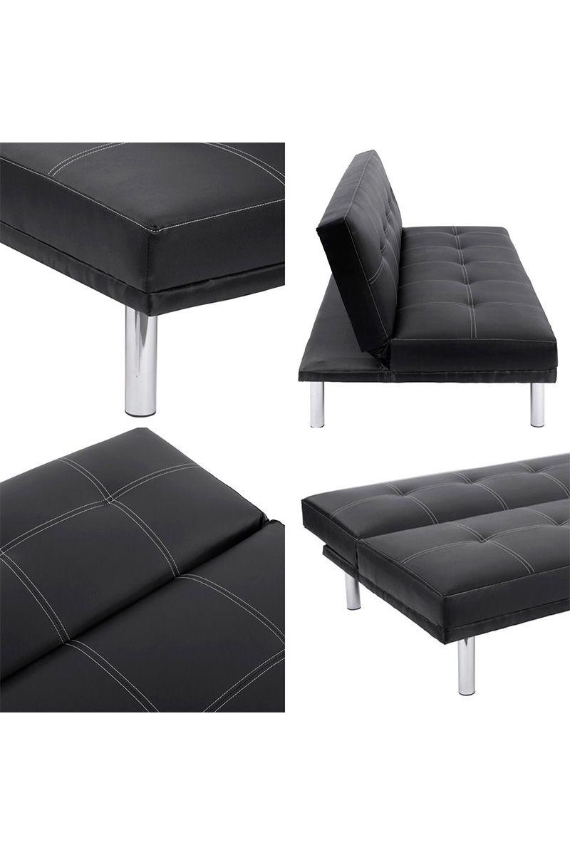 Futón Sofá 78x182x90 cm Negro-4