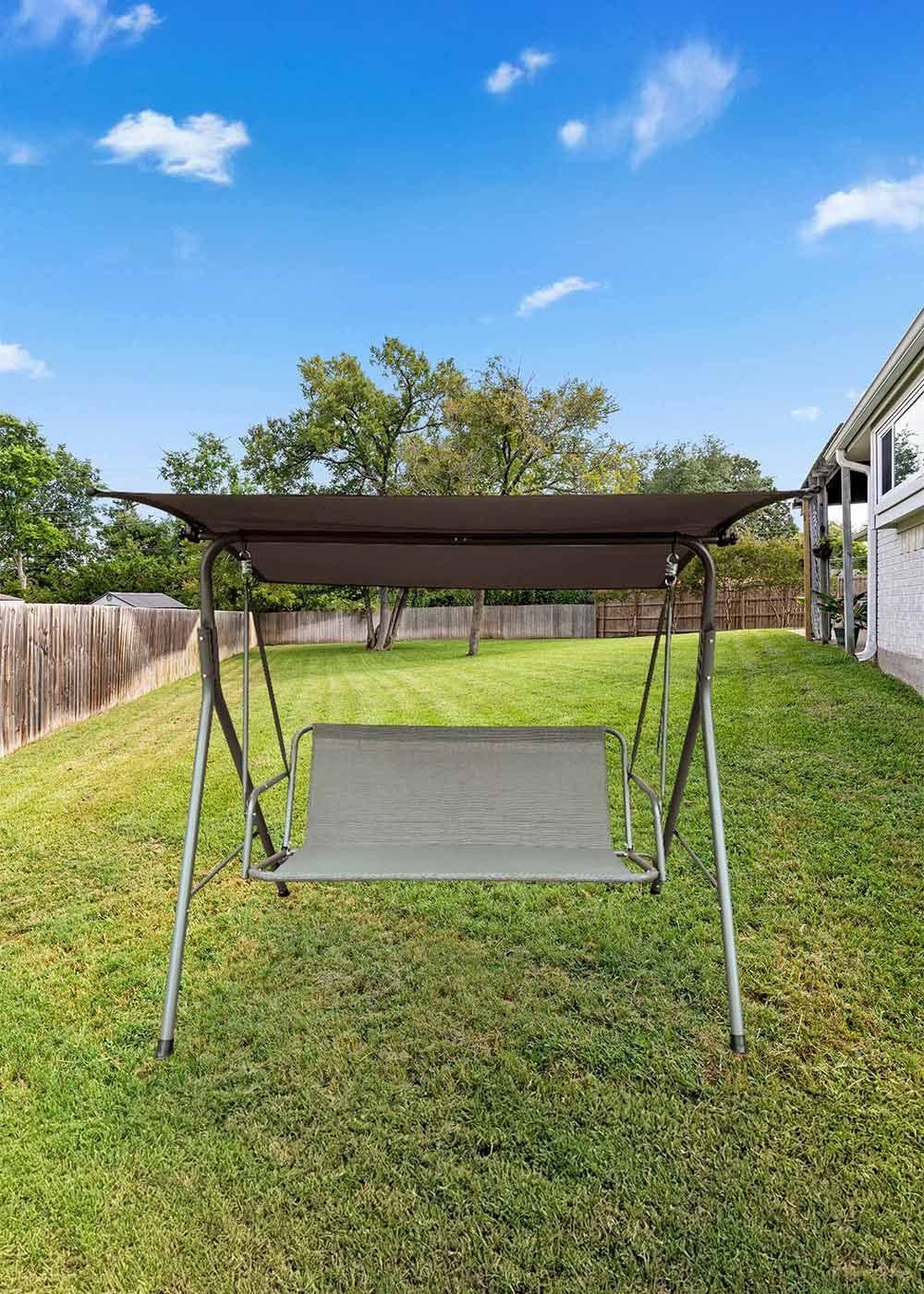 Columpio Terraza Textileno y Acero Gris-5