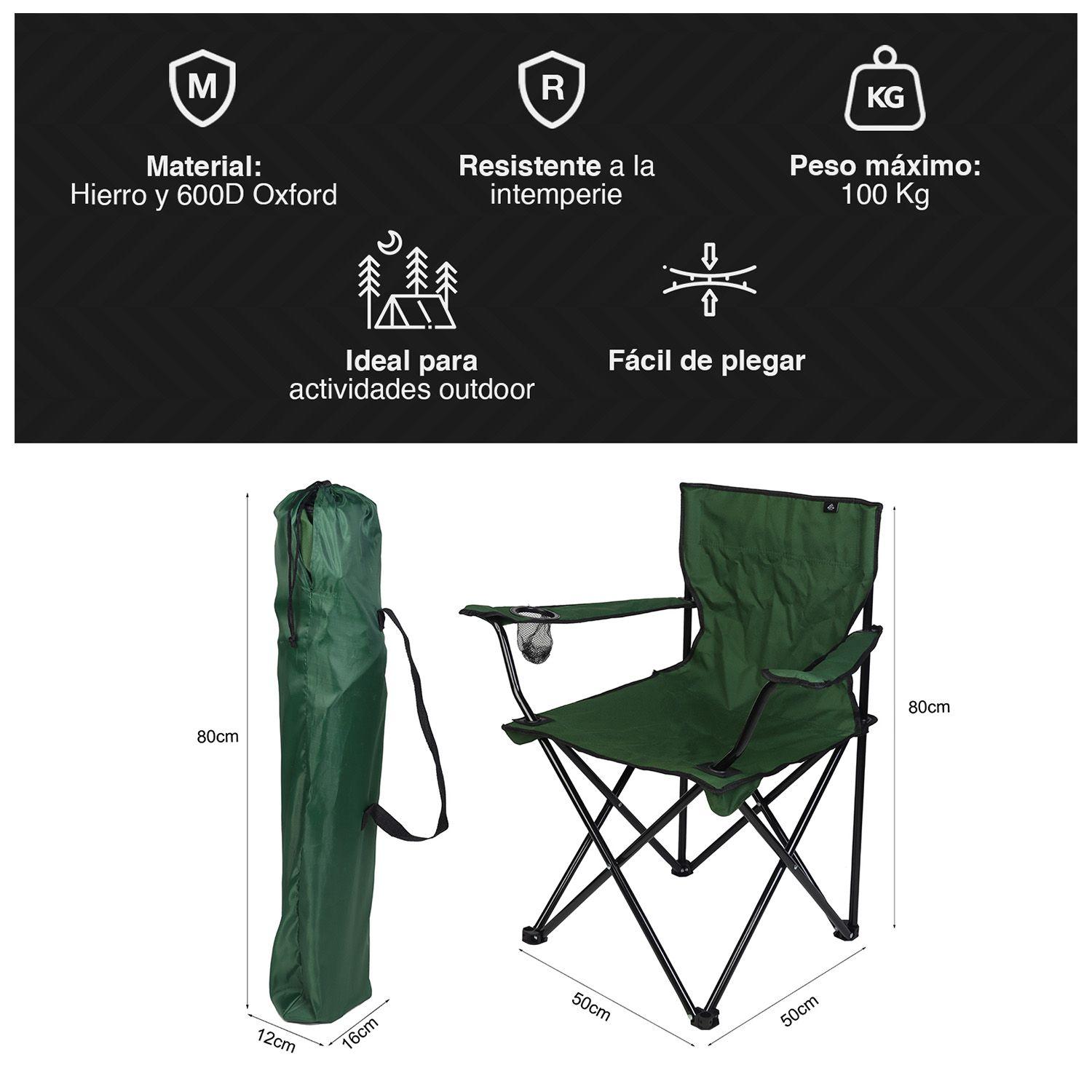 Silla Plegable Camping Verde-2