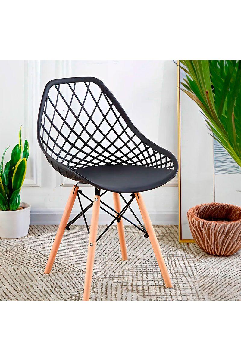 Pack 4 Silla Comedor Eames Enrejada Negro-5