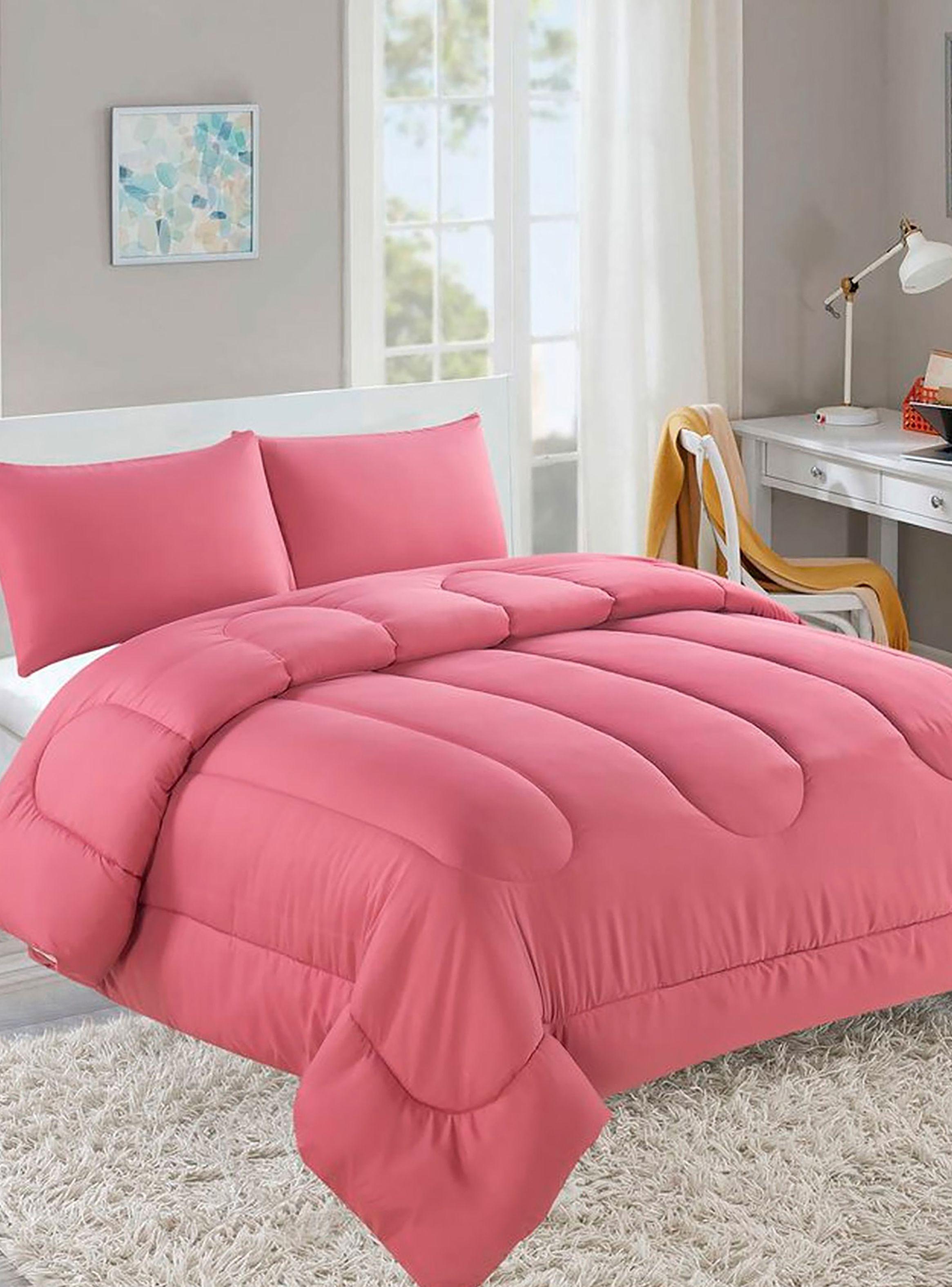 Plumón Cubrecama Liso Colors 2 Plazas Rosado-1