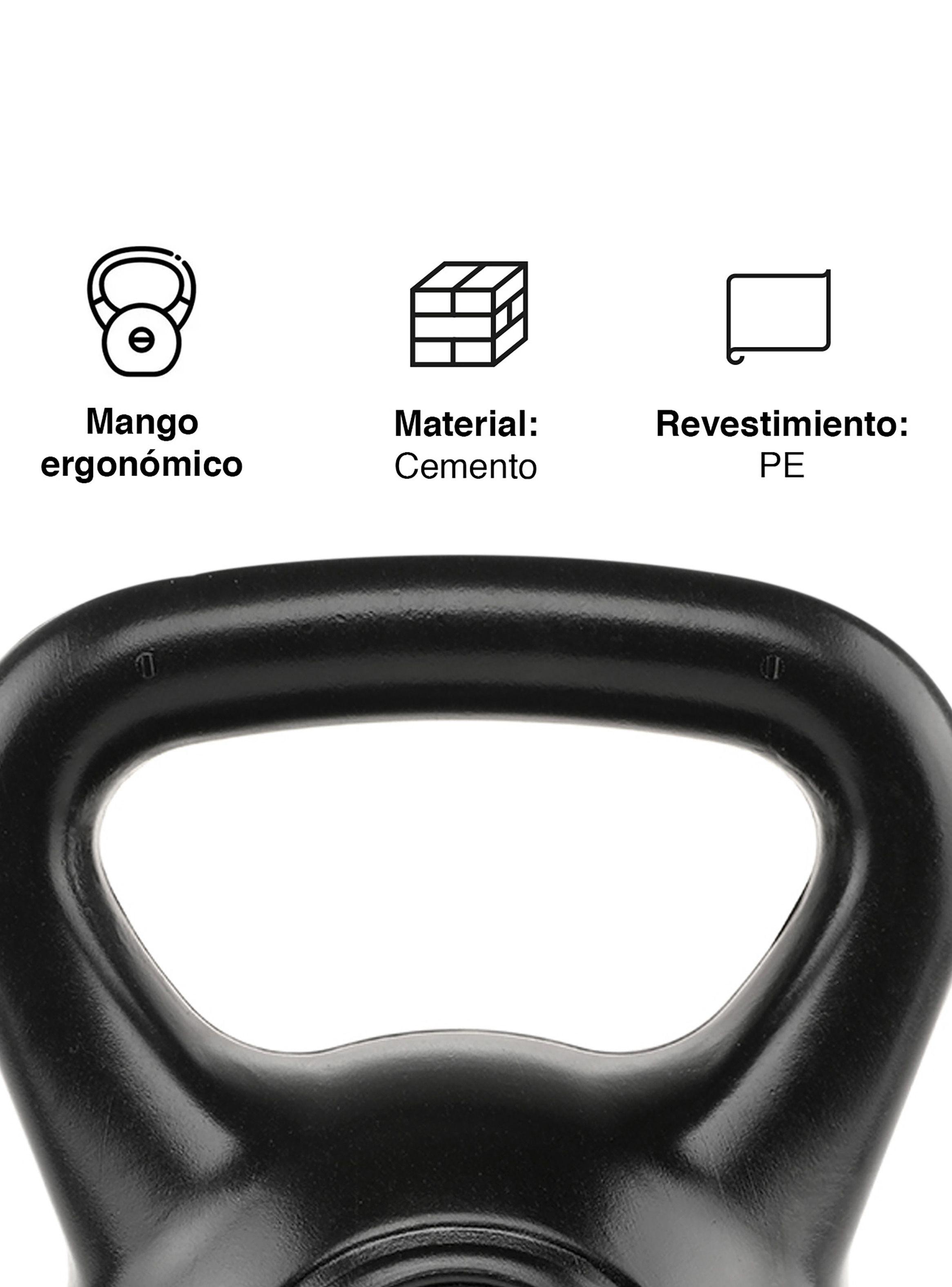 Kettlebell Mancuerna Pesa Rusa Cemento 8 Kg Negro-4