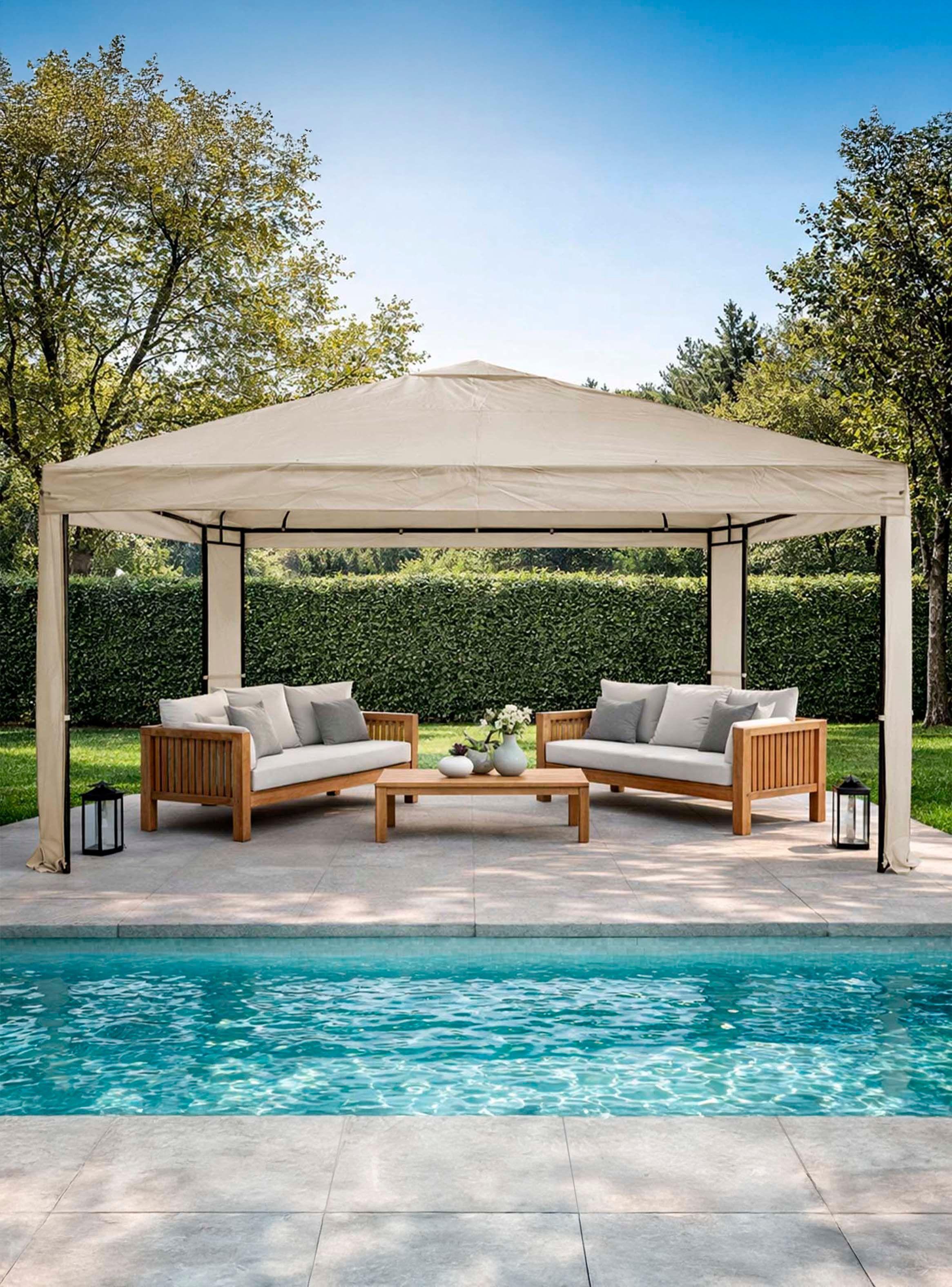 Toldo Premium Terraza 3x3m estructura metalica Beige-5