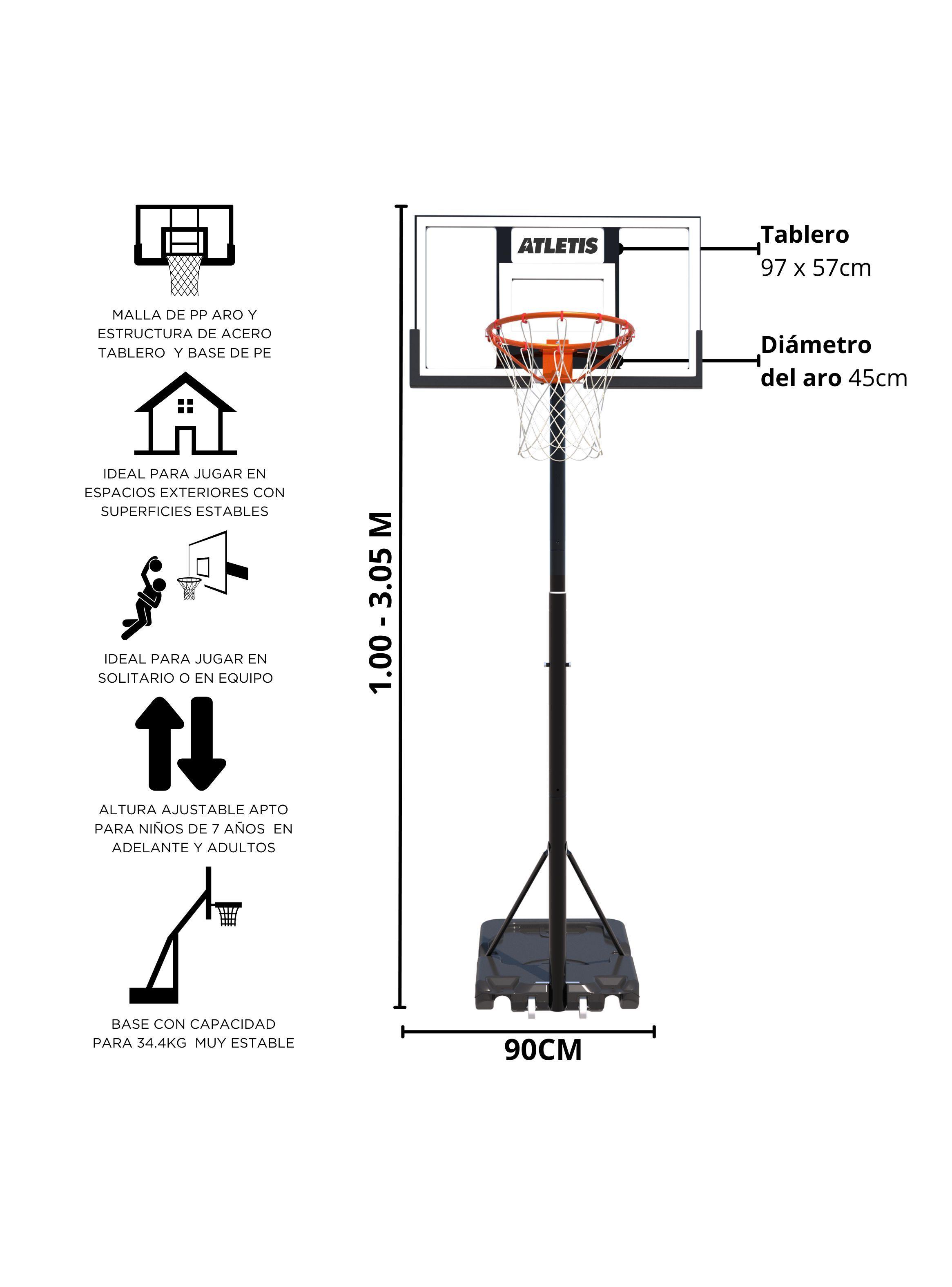 Aro de Básquetbol Ajustable 1.00 m a 3.05 m Arena-4