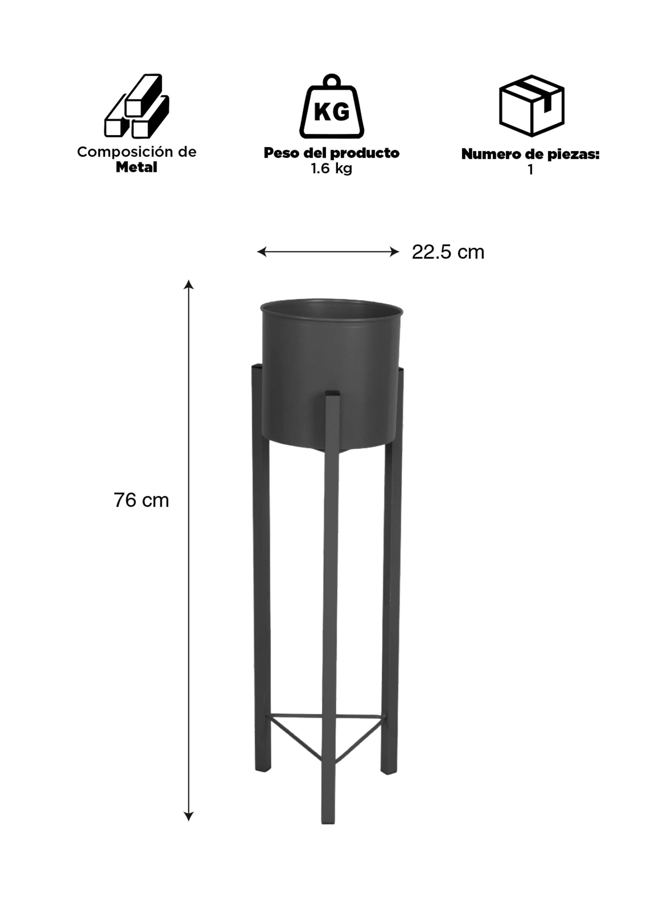 Porta Macetero Pedestal Decorativo Negro 76 cm-2