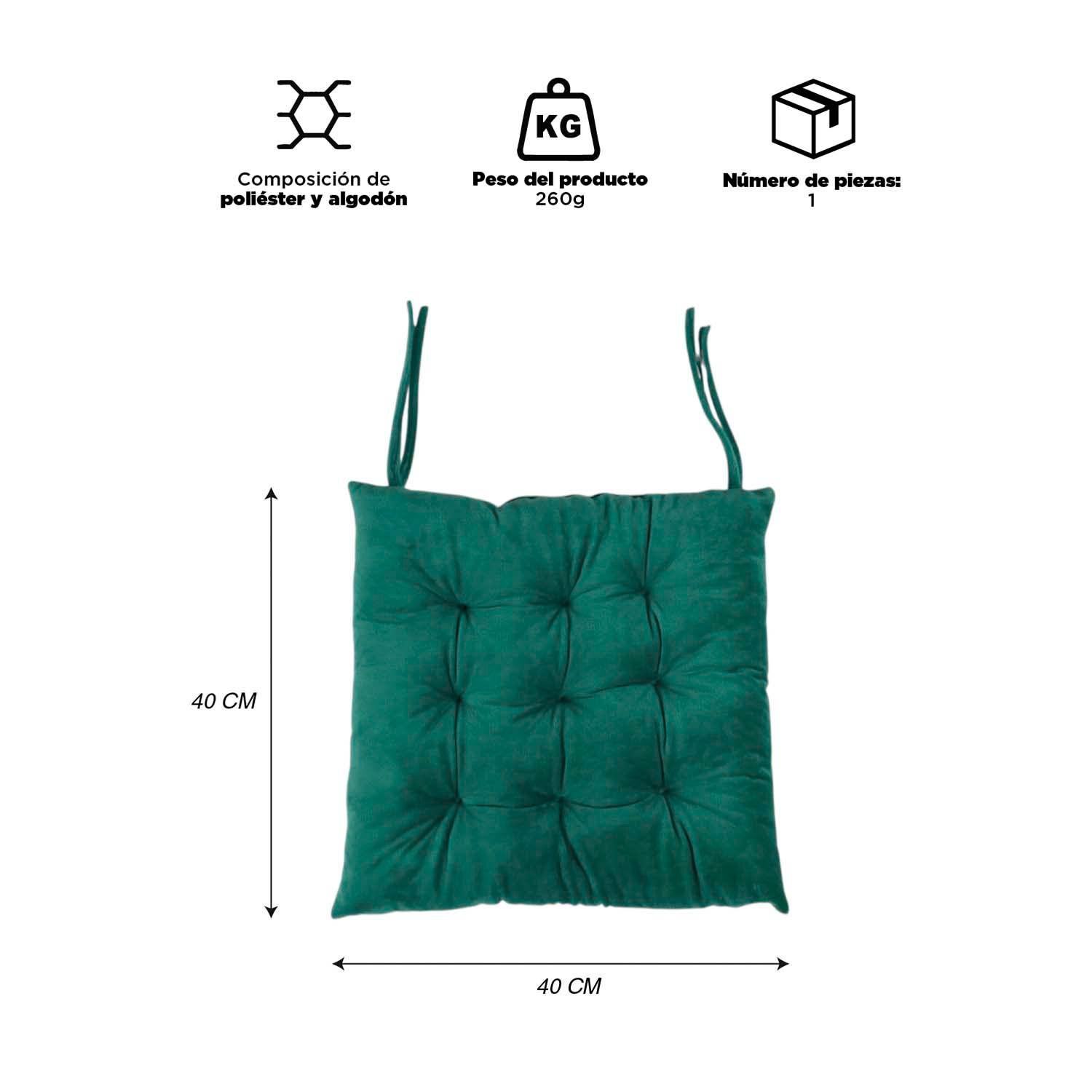 Cojín para Silla Petróleo 40x40 cm-3