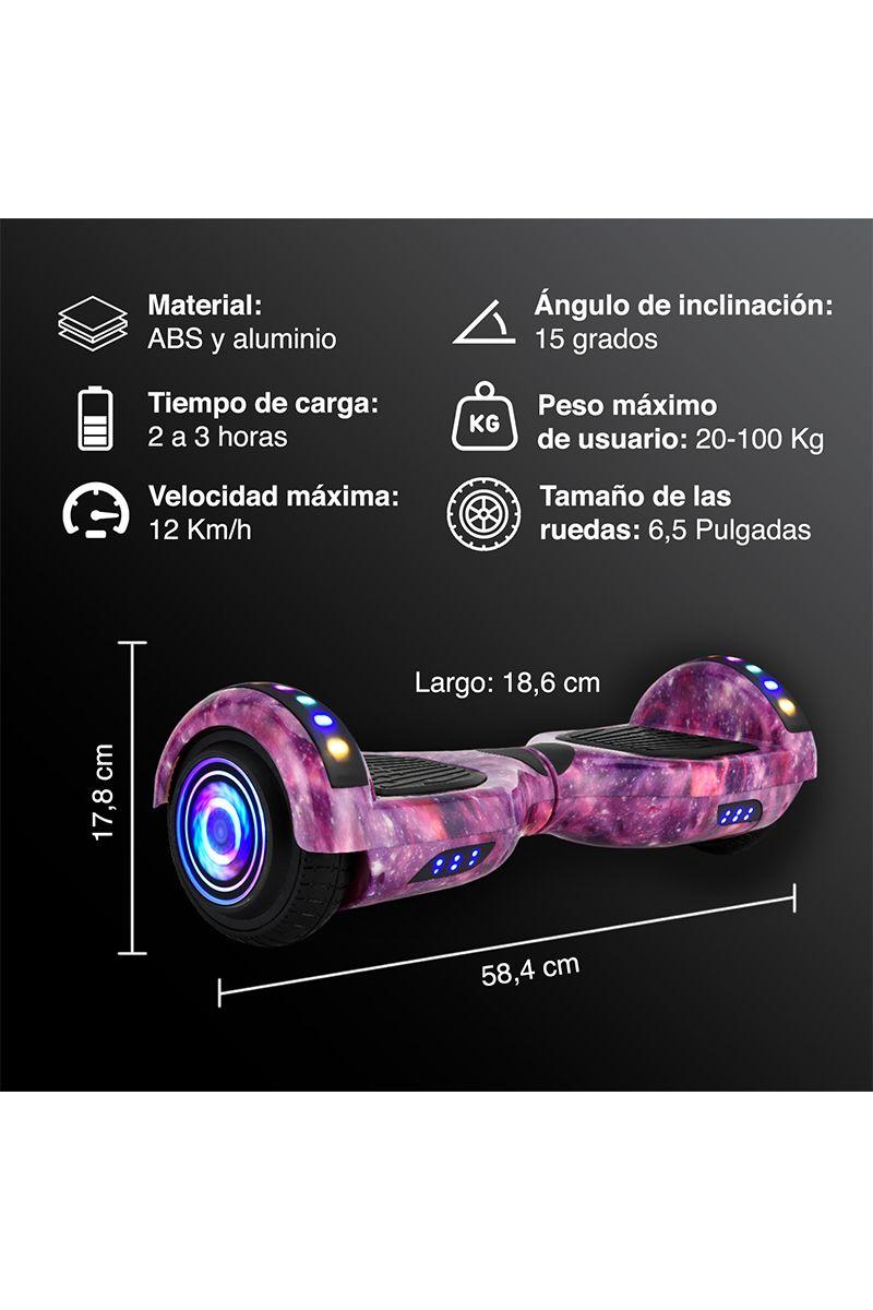 Hoverboard PRO Bluetooth Luces 6,5" 12 Km/h Morado-2