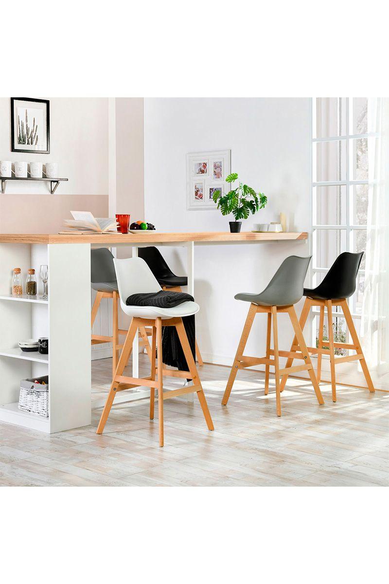 Pack 2 Piso Bar  Con Patas De Madera Ii Blanco-5