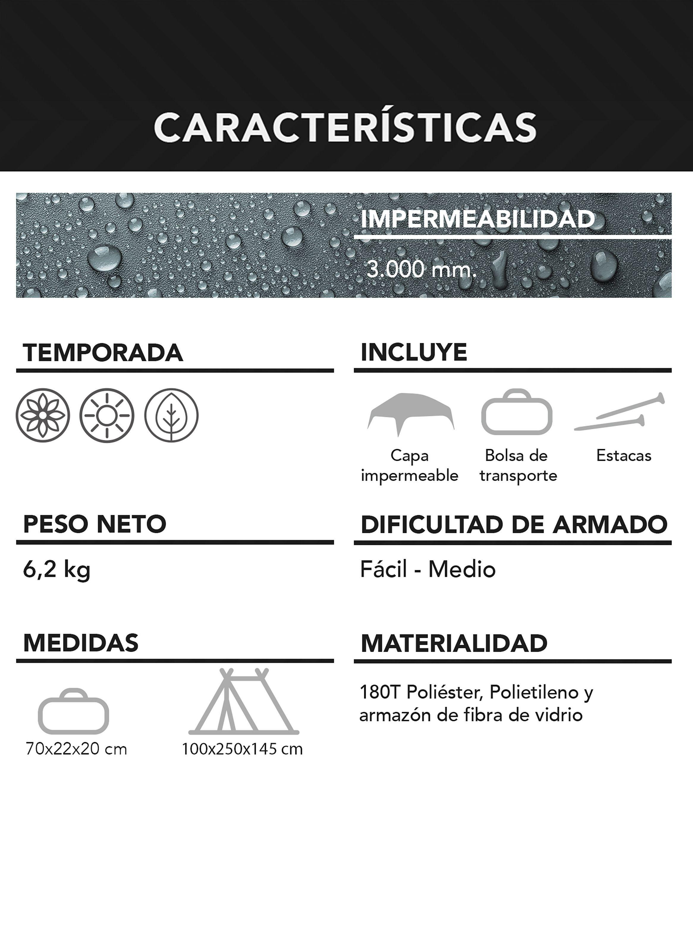 Carpa 6 Personas Camping Outdoor Gris-7
