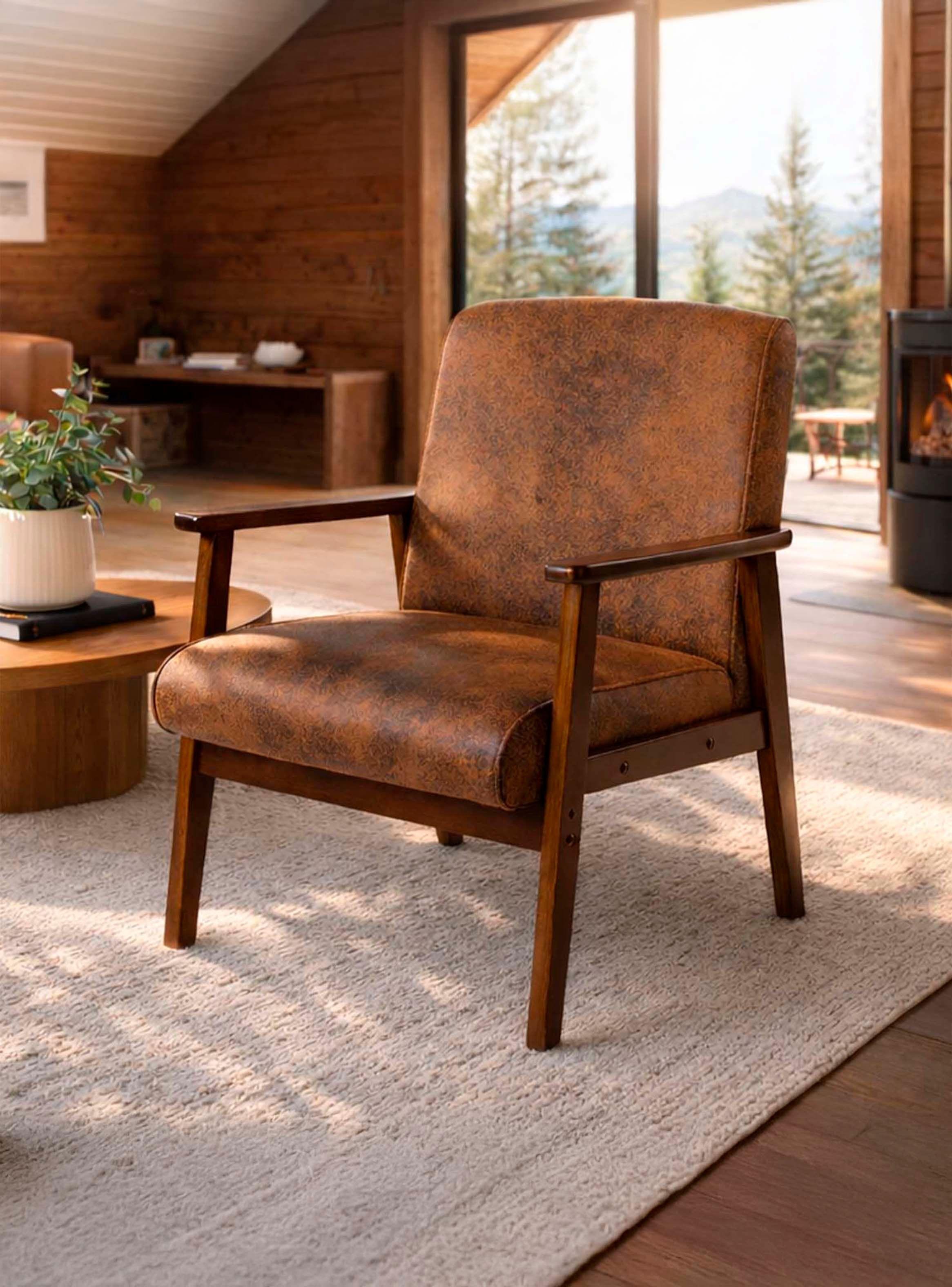 Poltrona Sitial Roma Suede Café-5