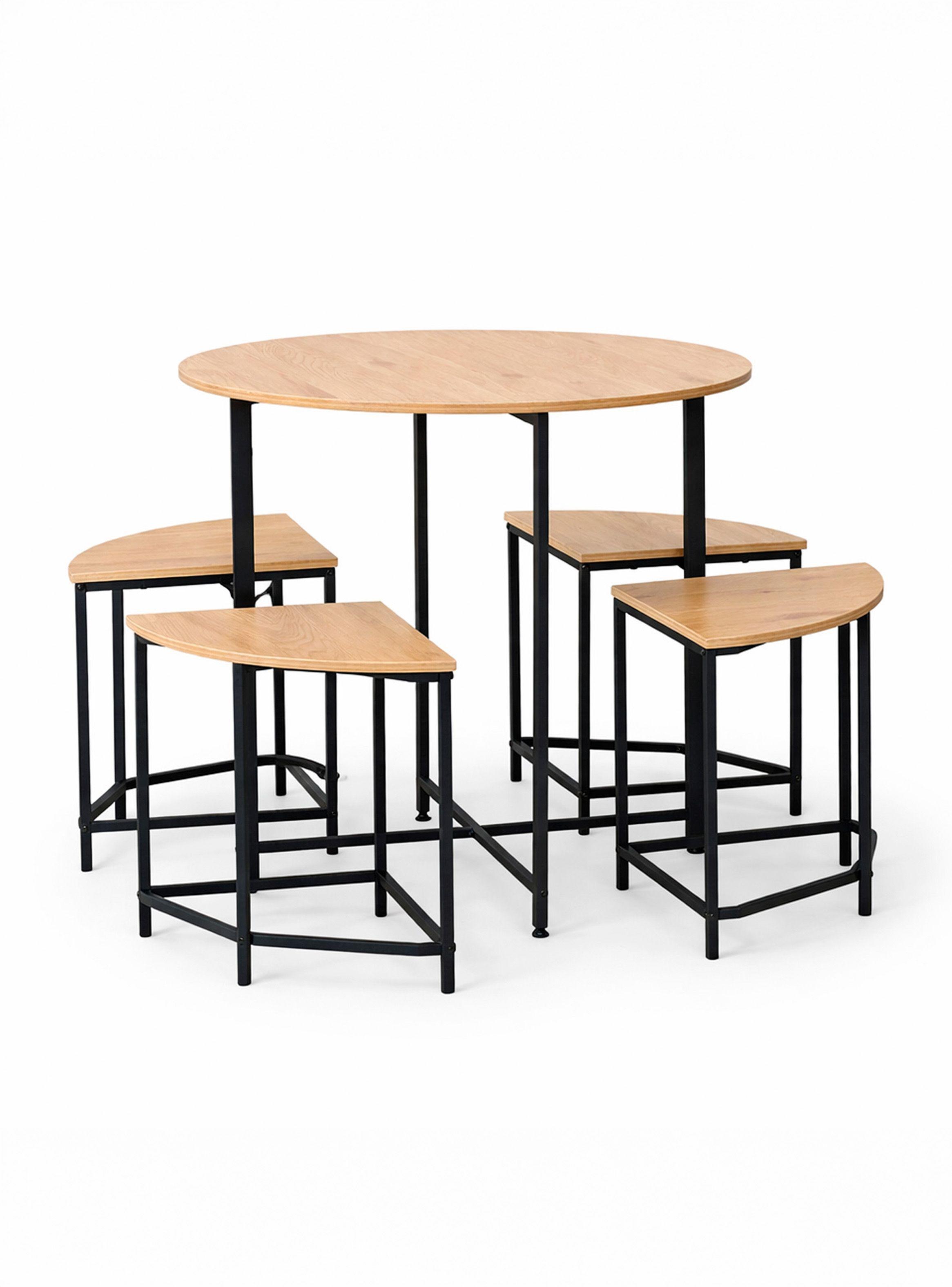 Comedor 4 Sillas Mesa redonda 80x80 industrial-0