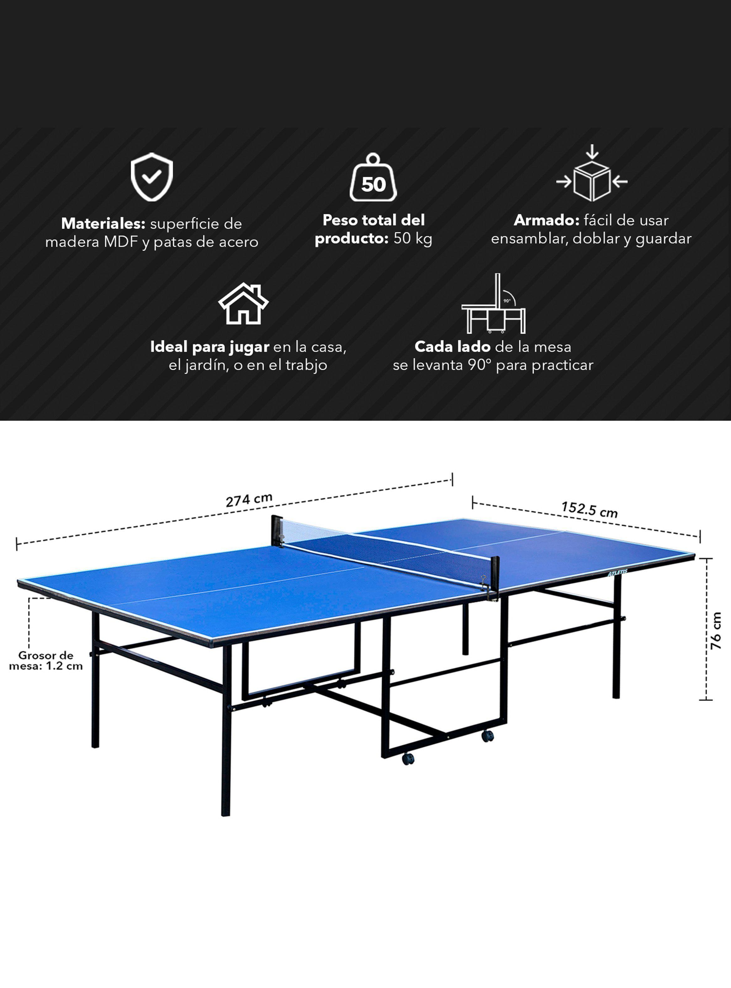 Mesa de Ping Pong Plegable Azul-2