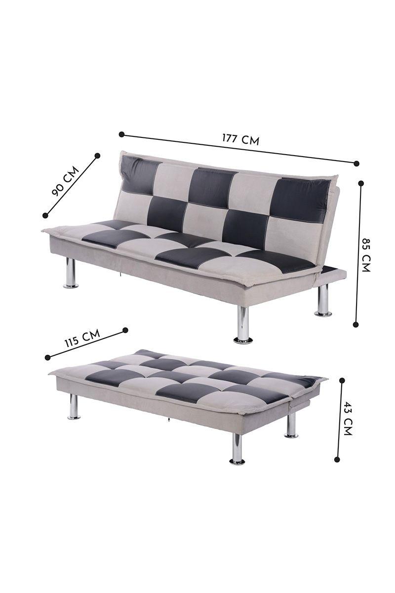 Futón Sofá 85x177x90 cm Gris-2