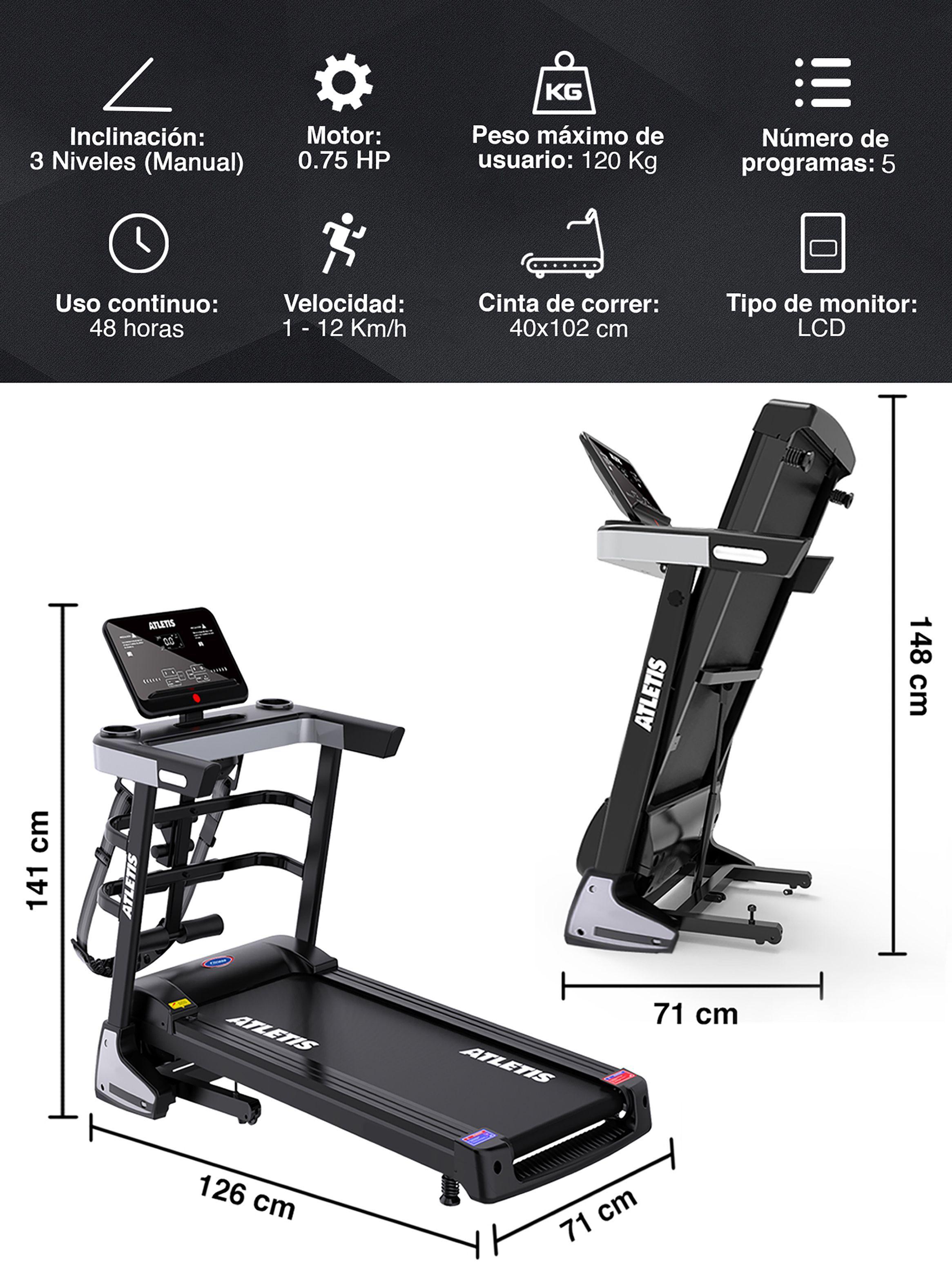 Trotadora Eléctrica Atletis A800 Plus LCD 5 Programas-2