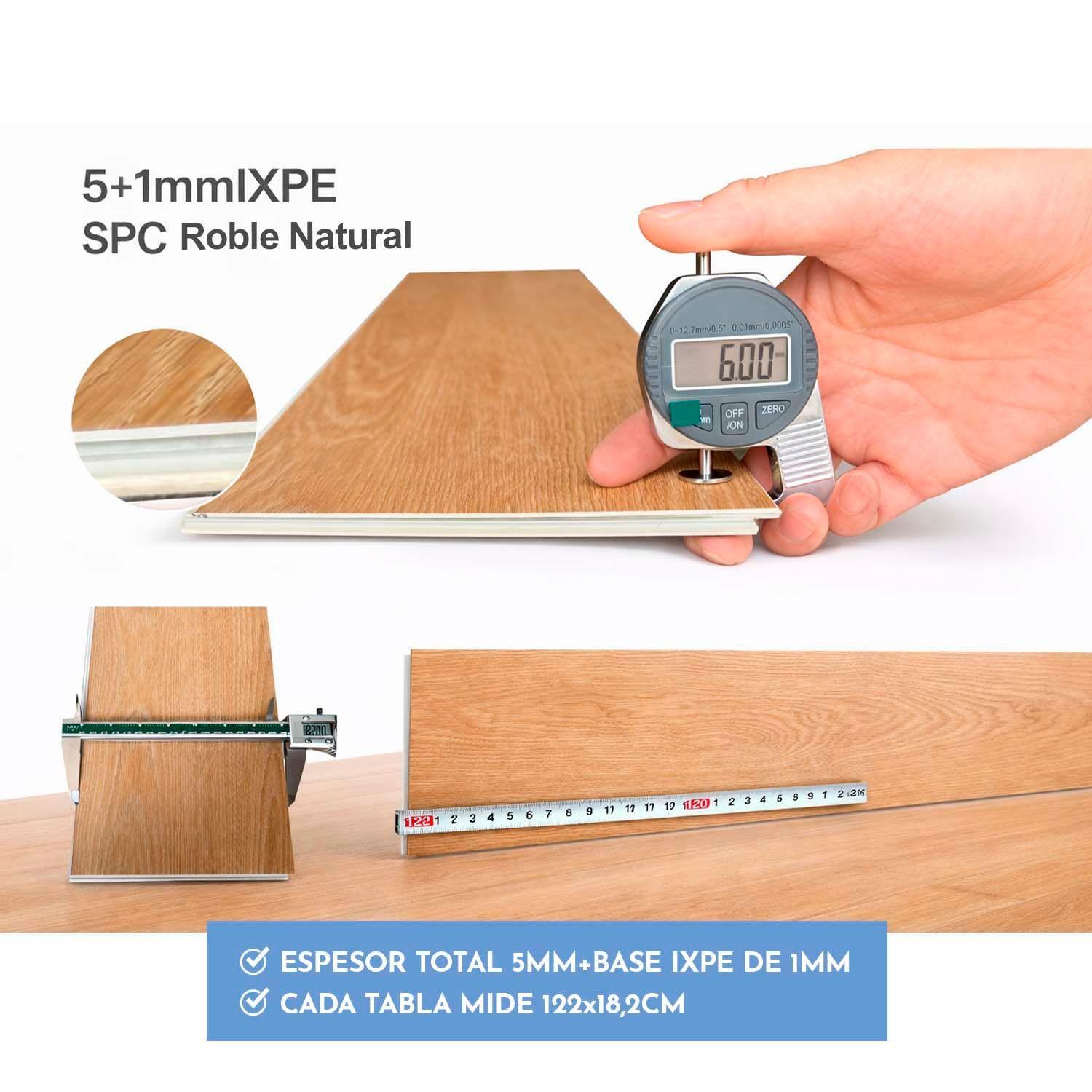 Piso SPC Roble Natural Click 5+1 mm 18,2 x 122cm 2,2 m²-4