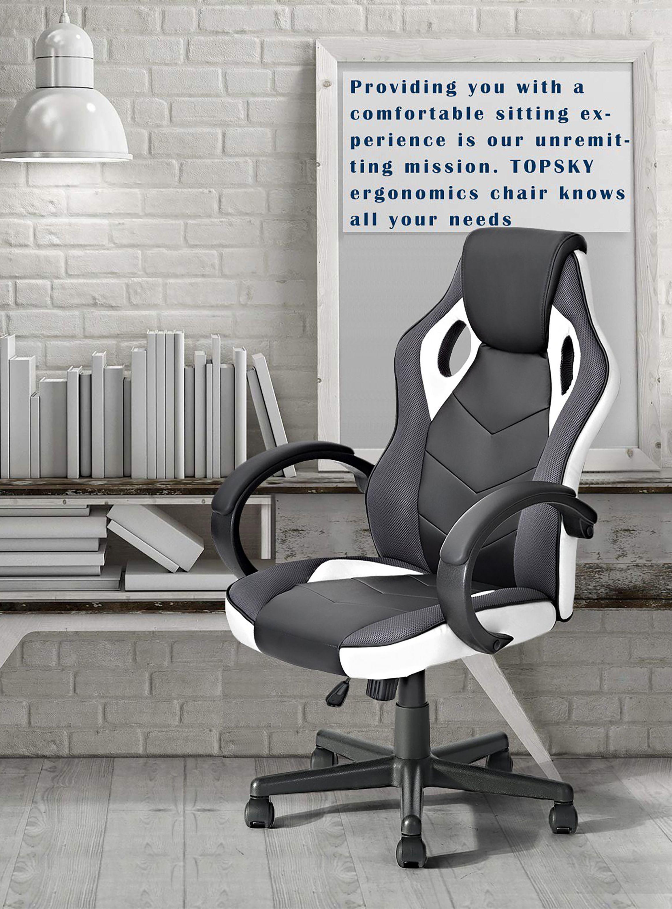Silla Gamer PU Flow Ergonómica Escritorio Blanco-1