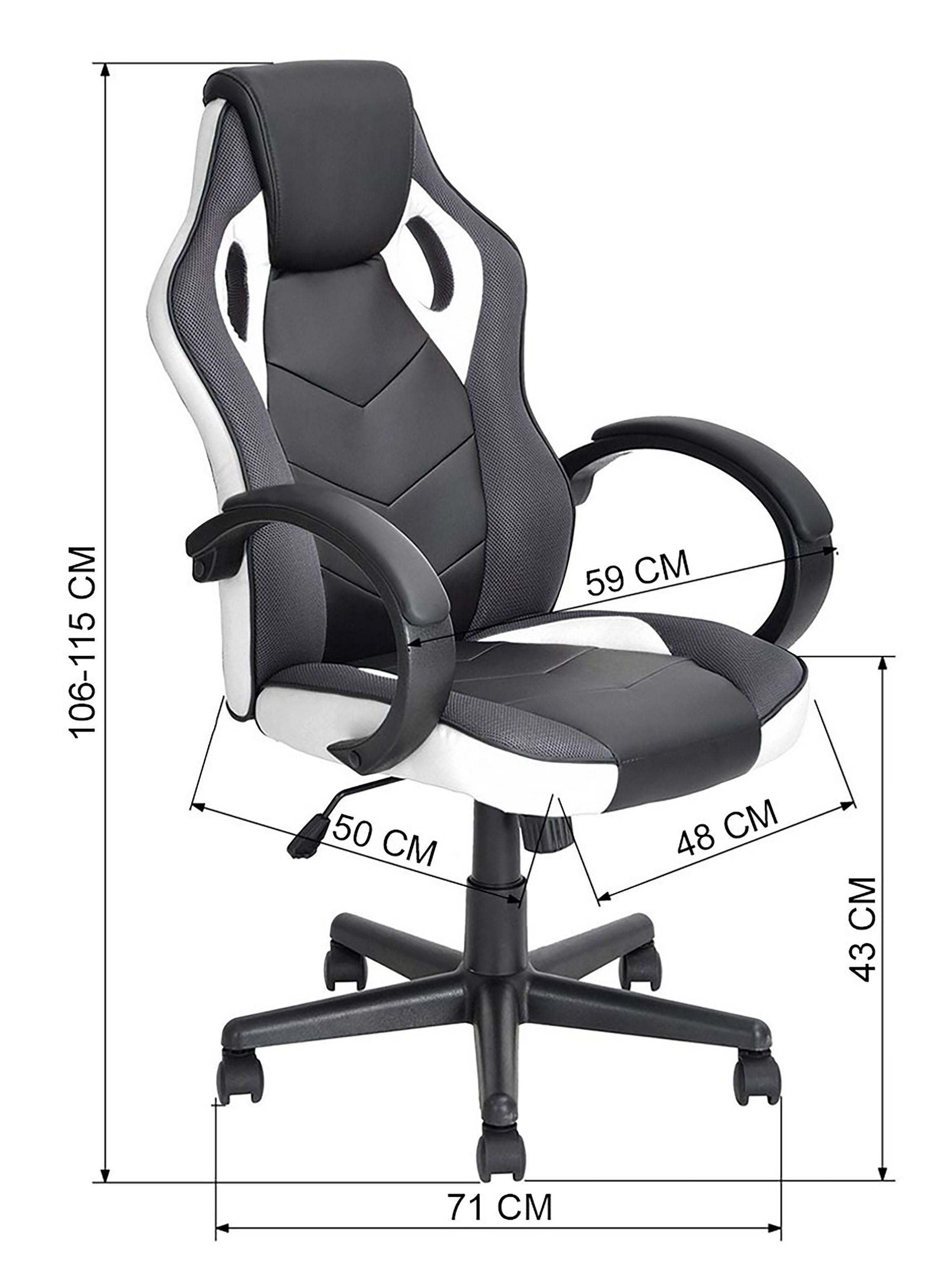 Silla Gamer PU Flow Ergonómica Escritorio Blanco-2