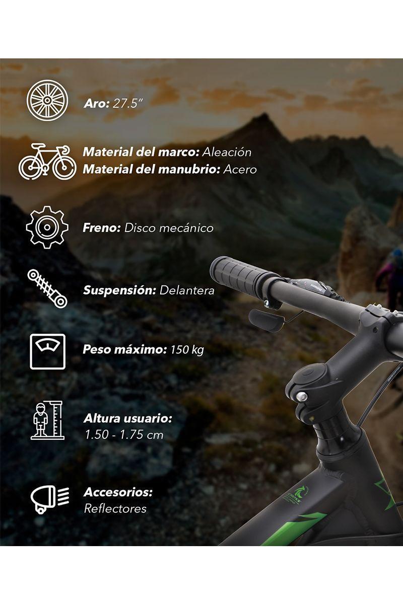 Bicicleta Mountain Bike Aro 27.5 21 Velocidades Verde-3