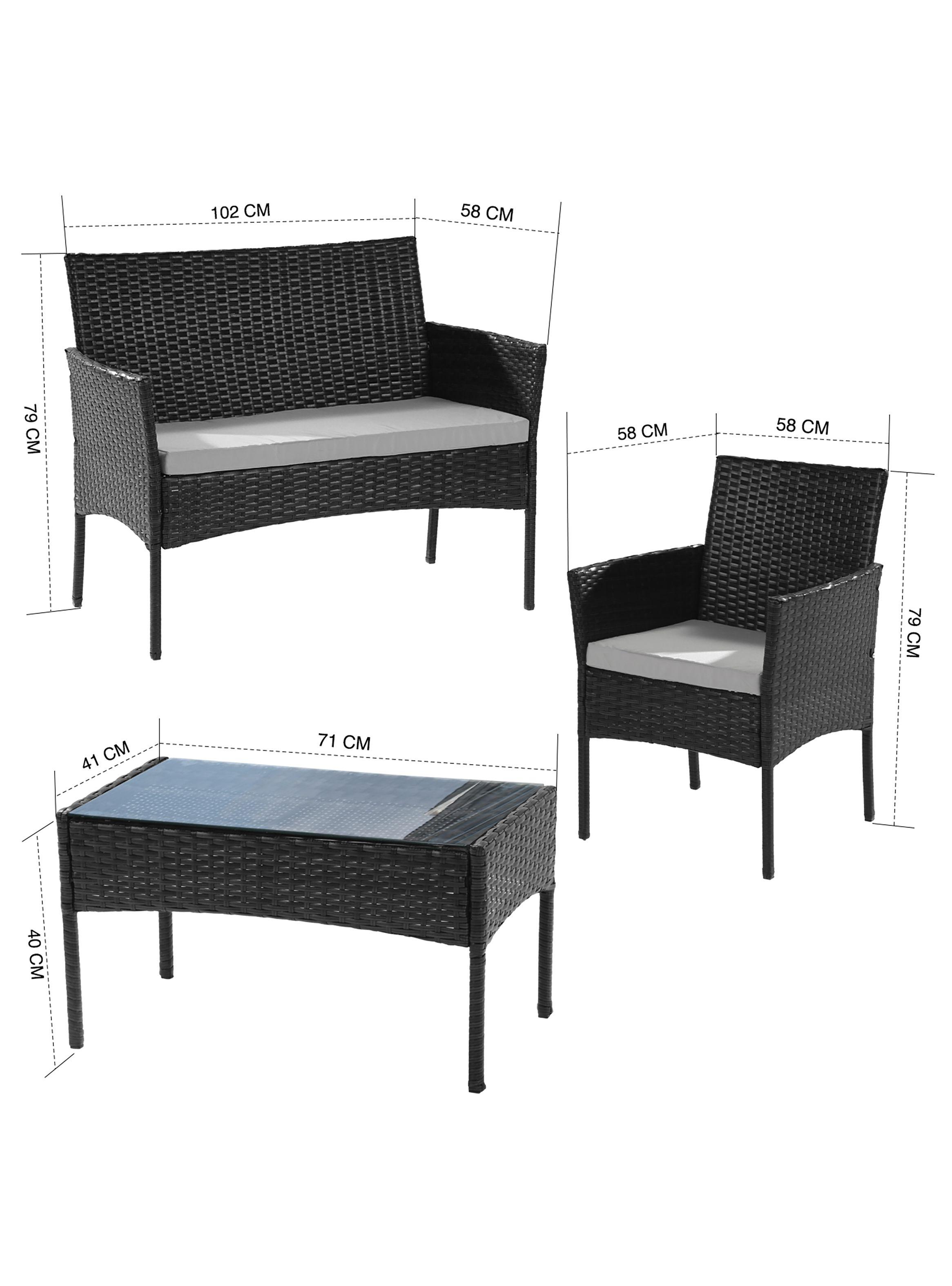 Set Terraza 4 Piezas Positano Eco Negro-7