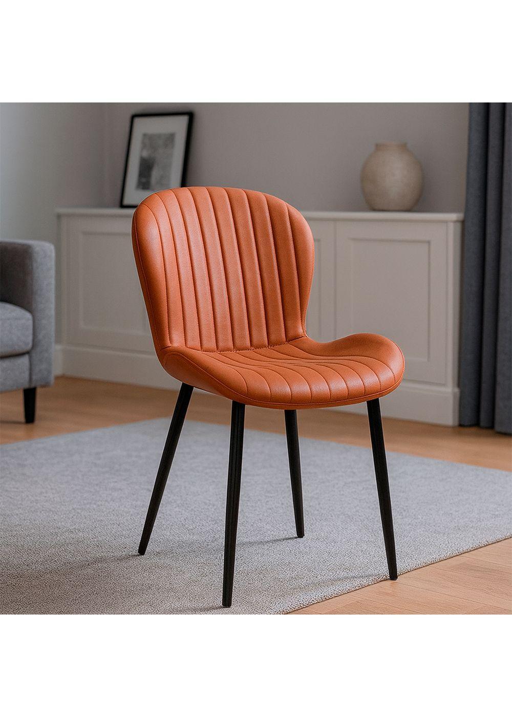 Pack 2 Sillas de Comedor PU Café Patas Metálicas-6