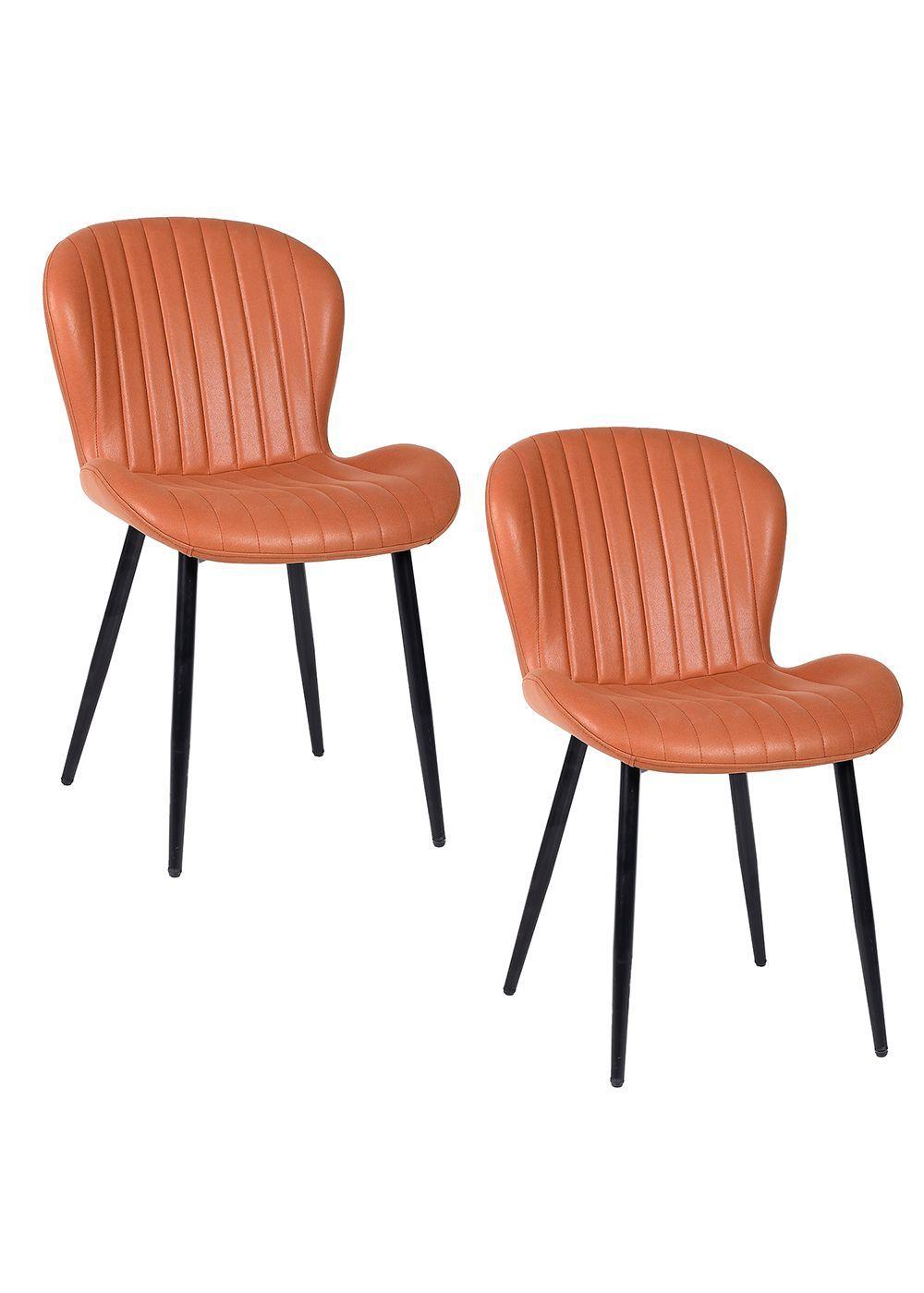 Pack 2 Sillas de Comedor PU Café Patas Metálicas-7