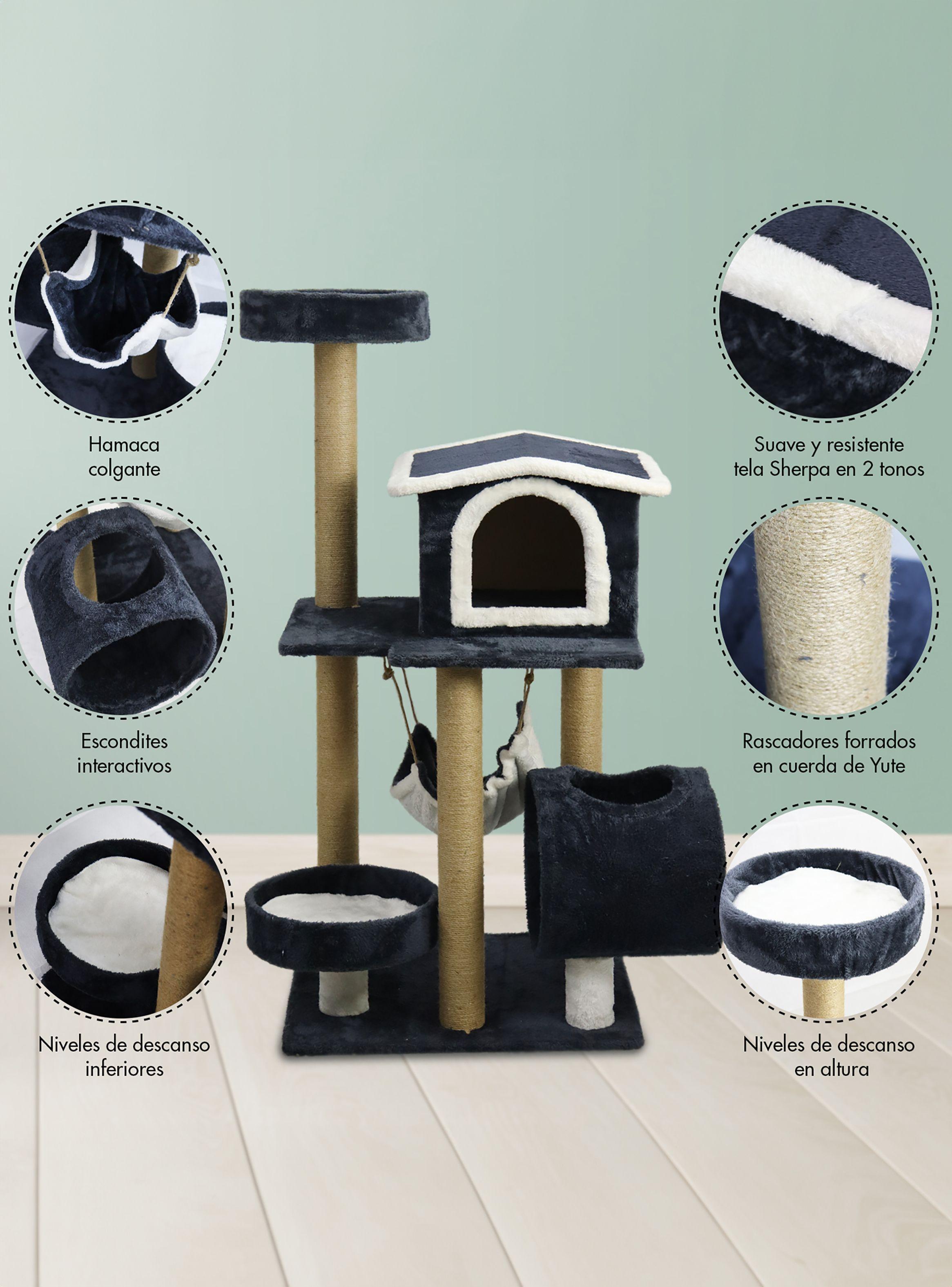 Gimnasio Rascador Gatos con hamaca 126cm Gris Oscuro-2