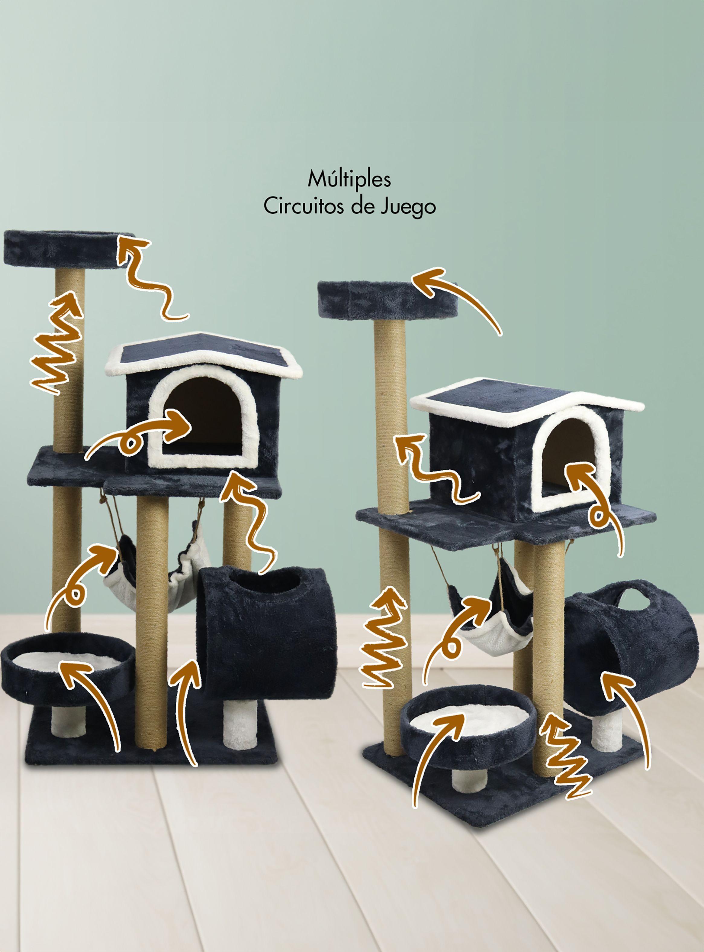 Gimnasio Rascador Gatos con hamaca 126cm Gris Oscuro-3