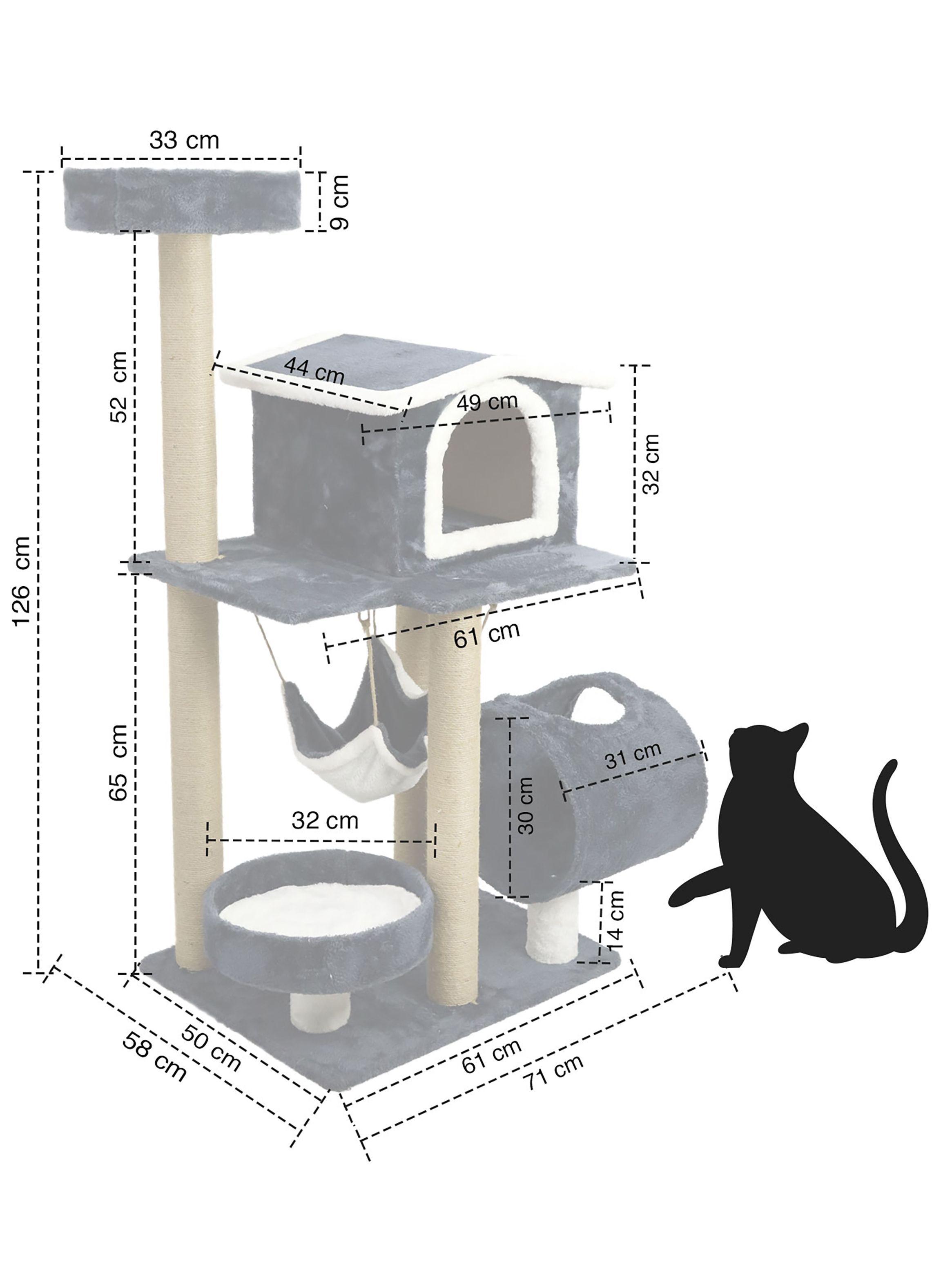 Gimnasio Rascador Gatos con hamaca 126cm Gris Oscuro-6