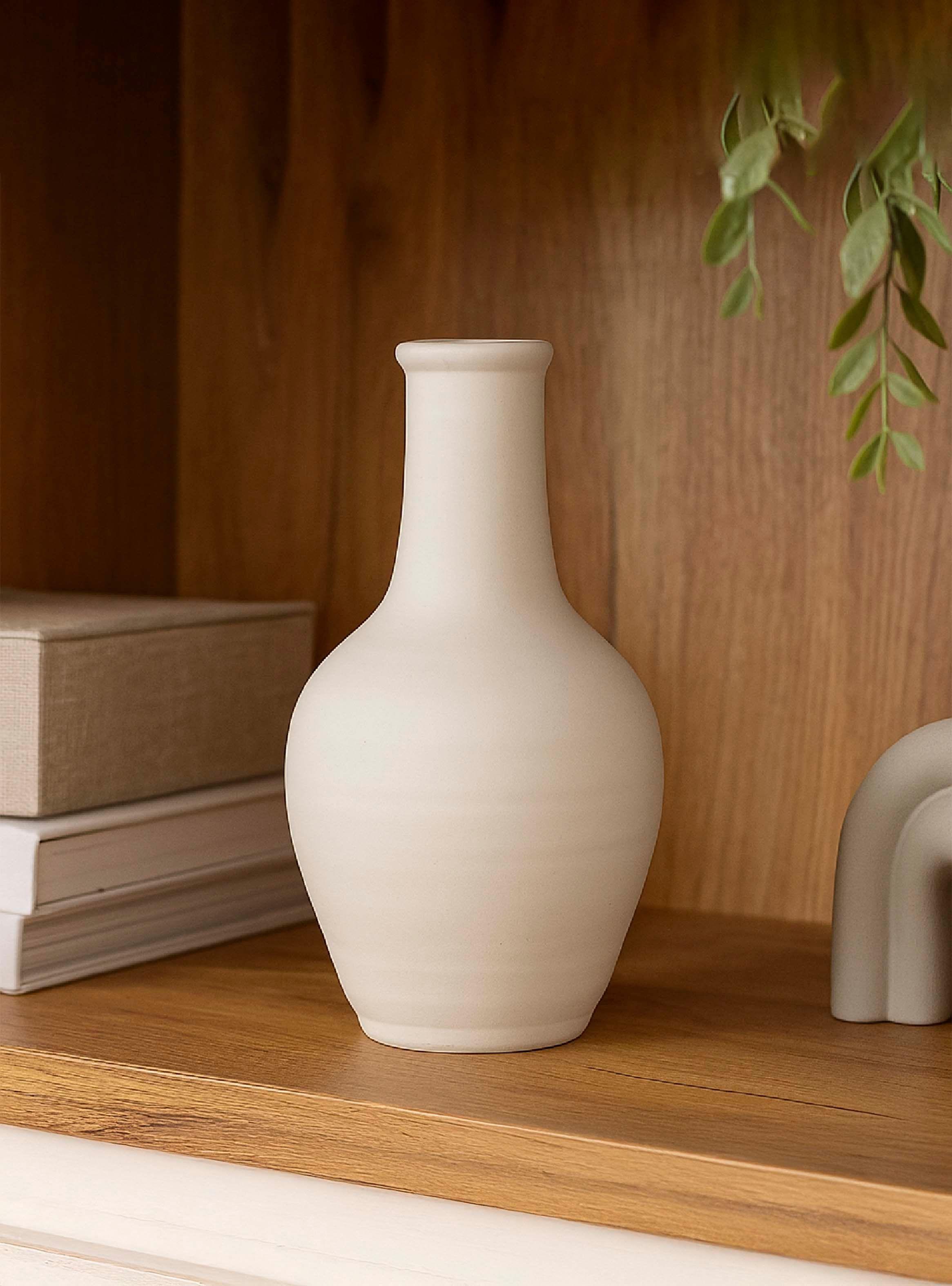 Florero Cerámica Blanco 17cm-2