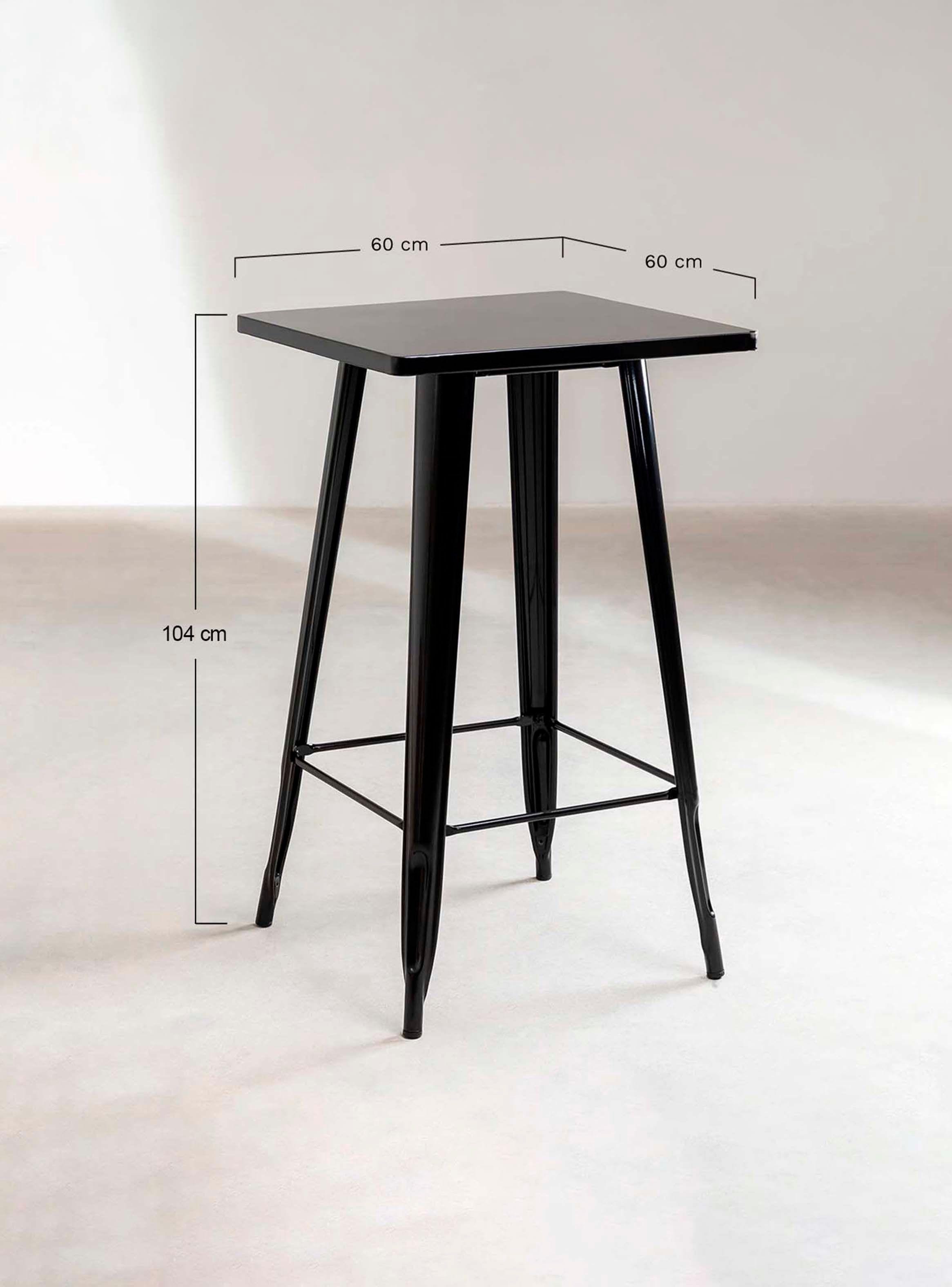 Mesa Tolix Alta Bar Negra 60 x 60 cm-2