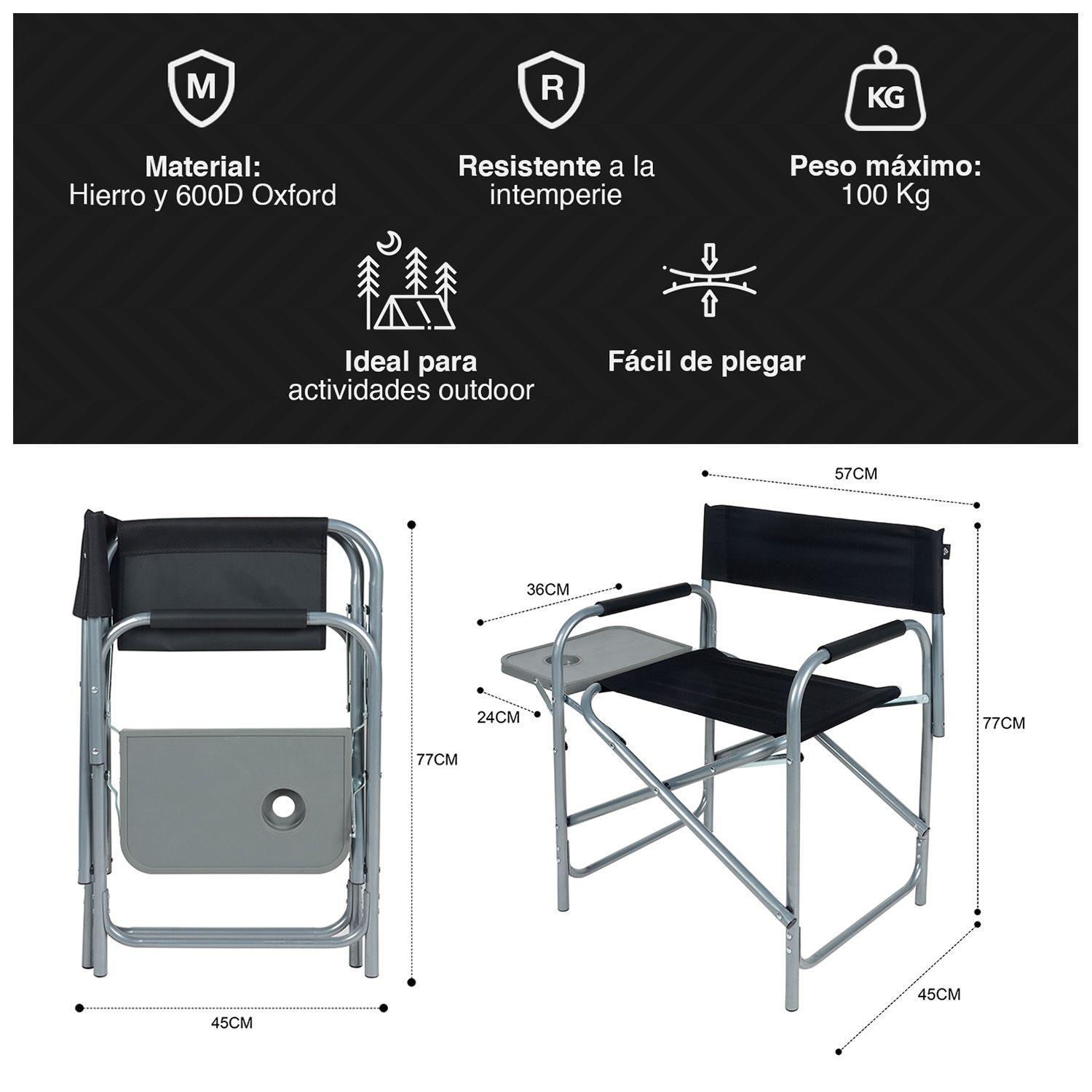 Silla con Bandeja Plegable Negro-2