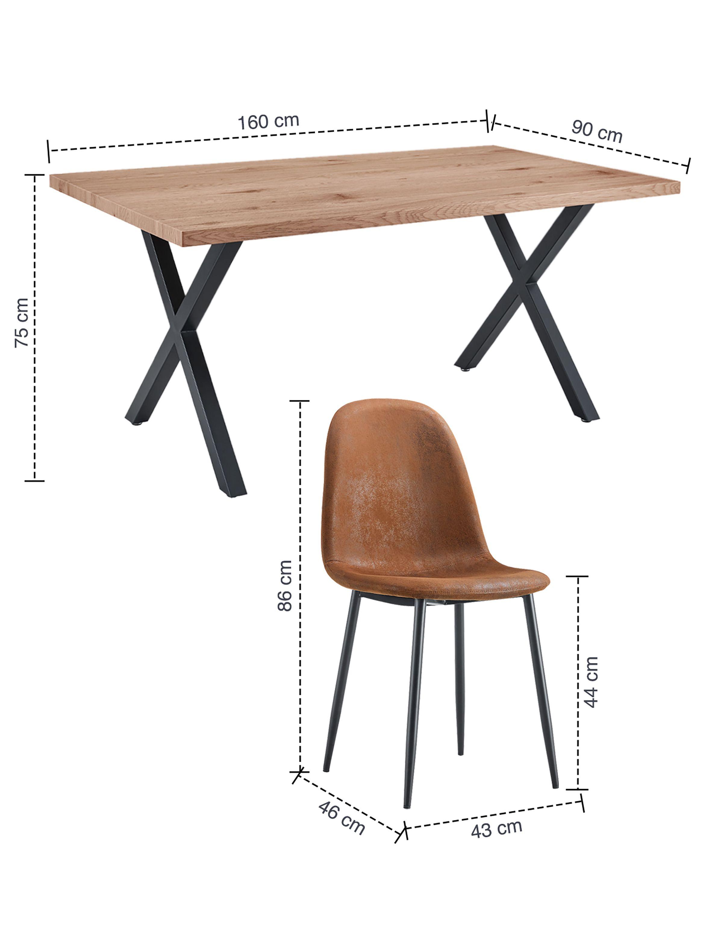 Comedor Easton Mesa 75x90x160cm + 6 Sillas Velvet Café-2
