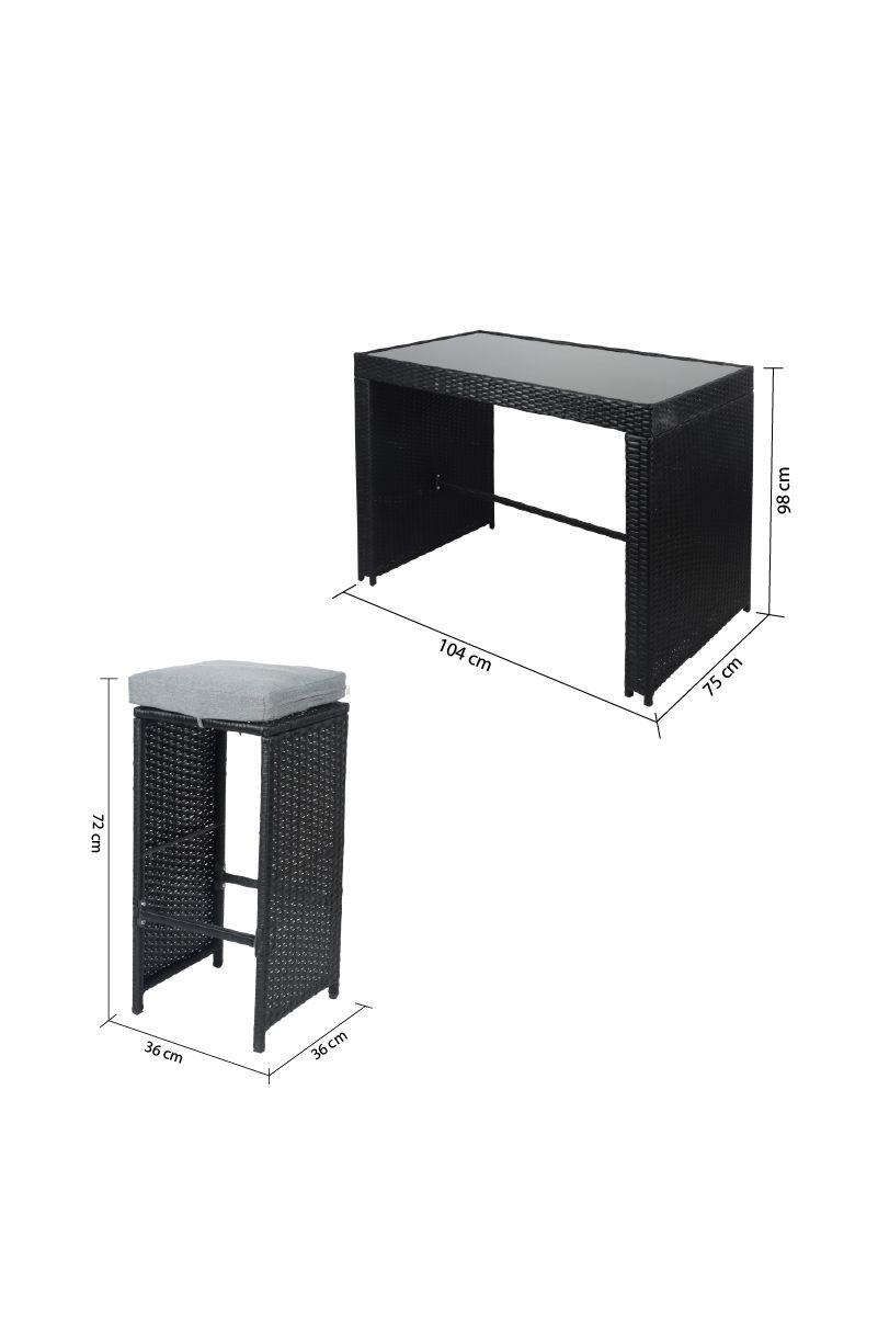 Bar Terraza Merida 4 Personas Mesa  Negro-2