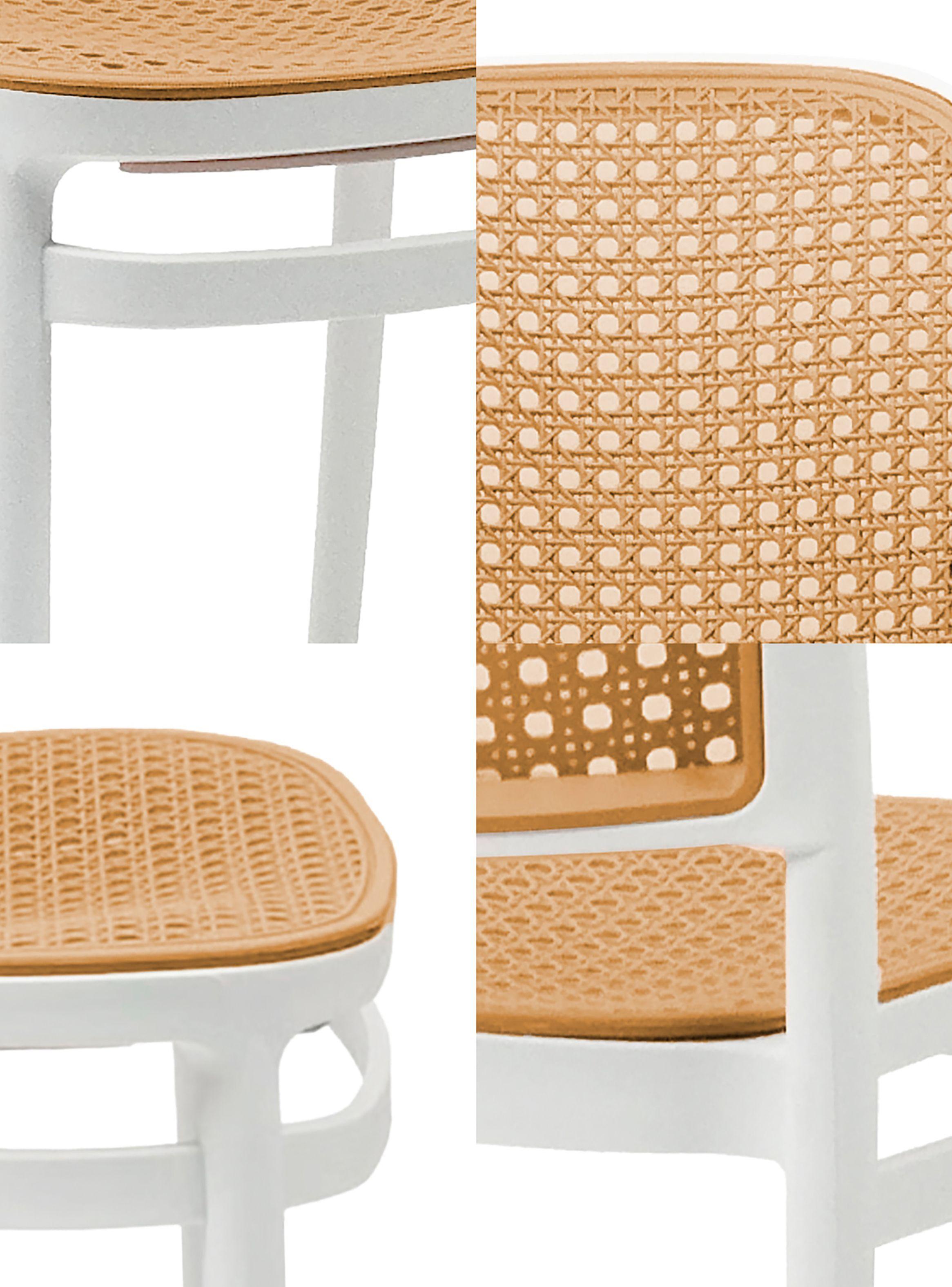 Silla Terraza Plástica Cairo Blanca/Beige-4