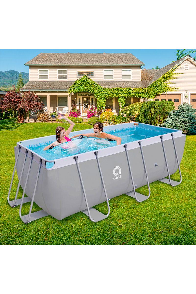 Piscina Rectangular con Filtro Gris 122x207x400 cm 8870 L-1