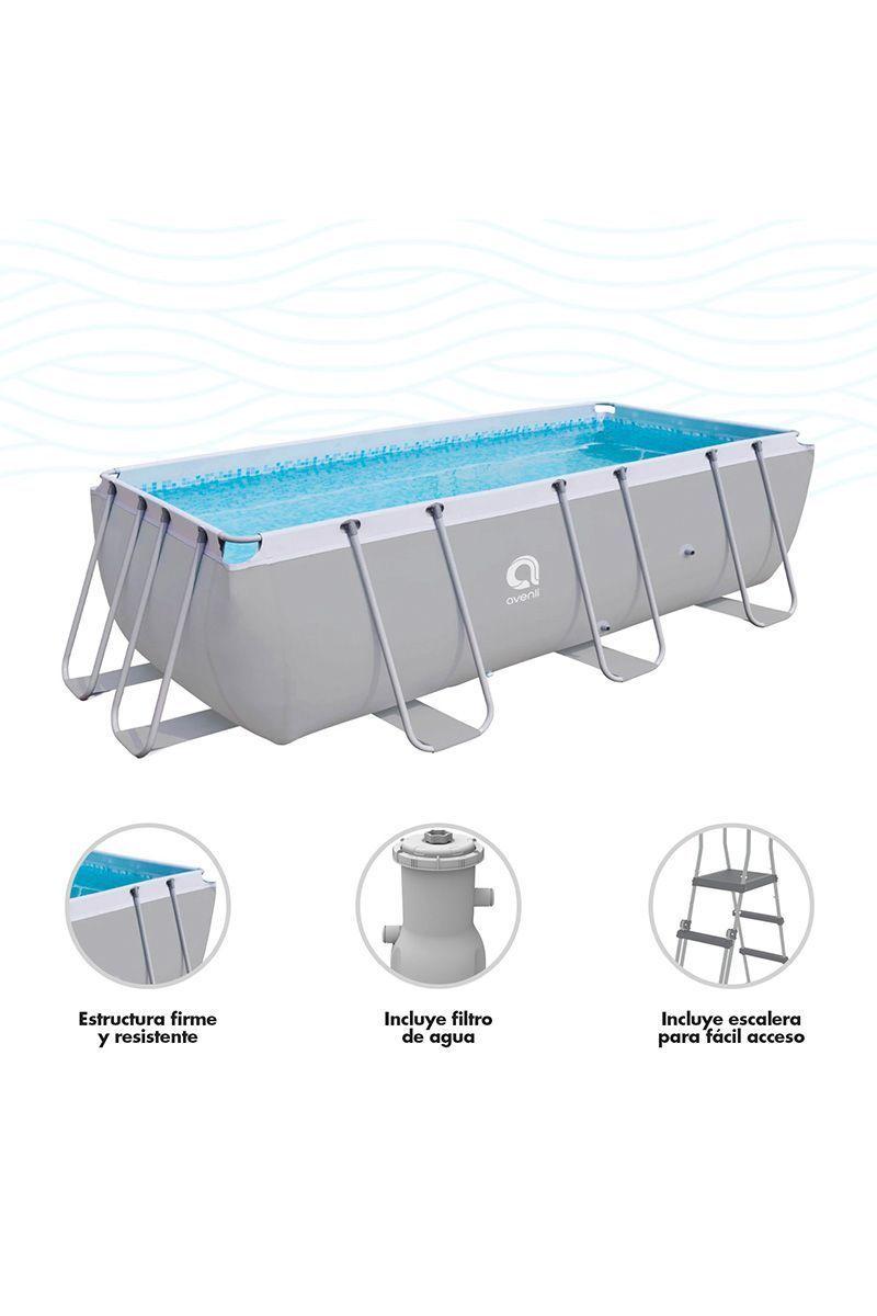 Piscina Rectangular con Filtro Gris 122x207x400 cm 8870 L-3