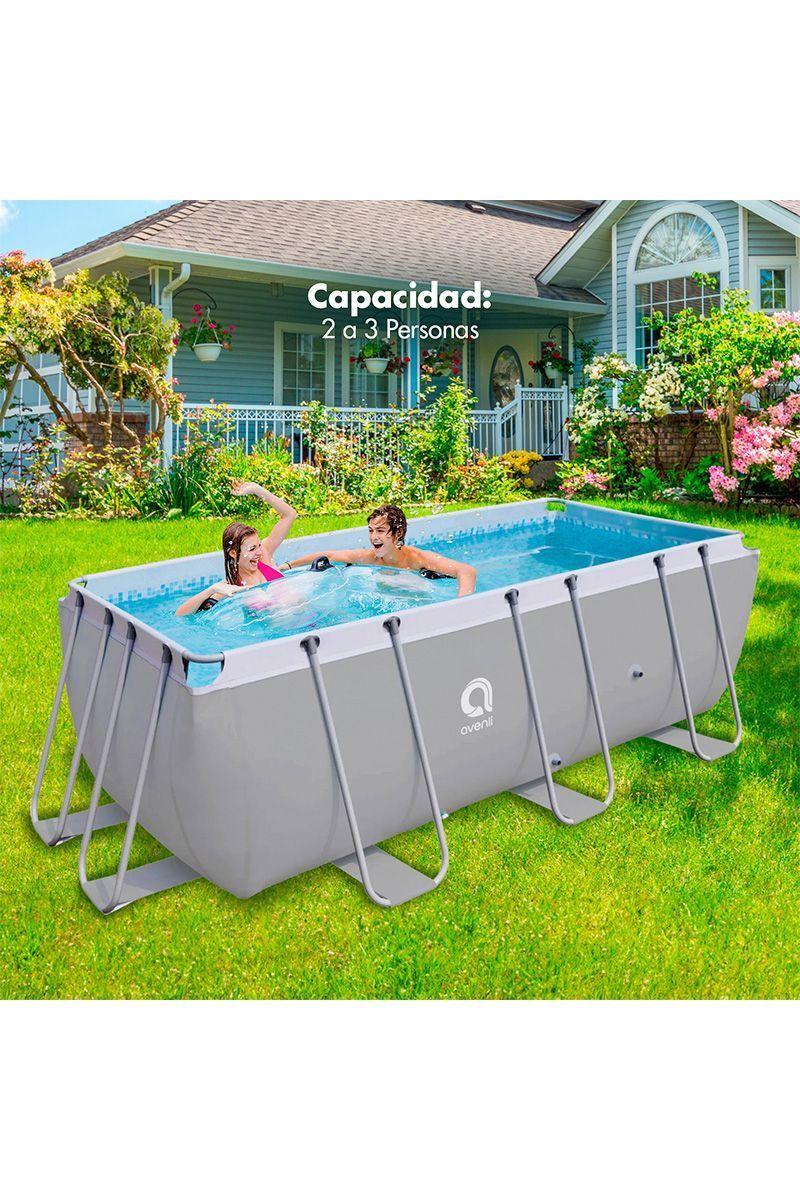 Piscina Rectangular con Filtro Gris 122x207x400 cm 8870 L-4